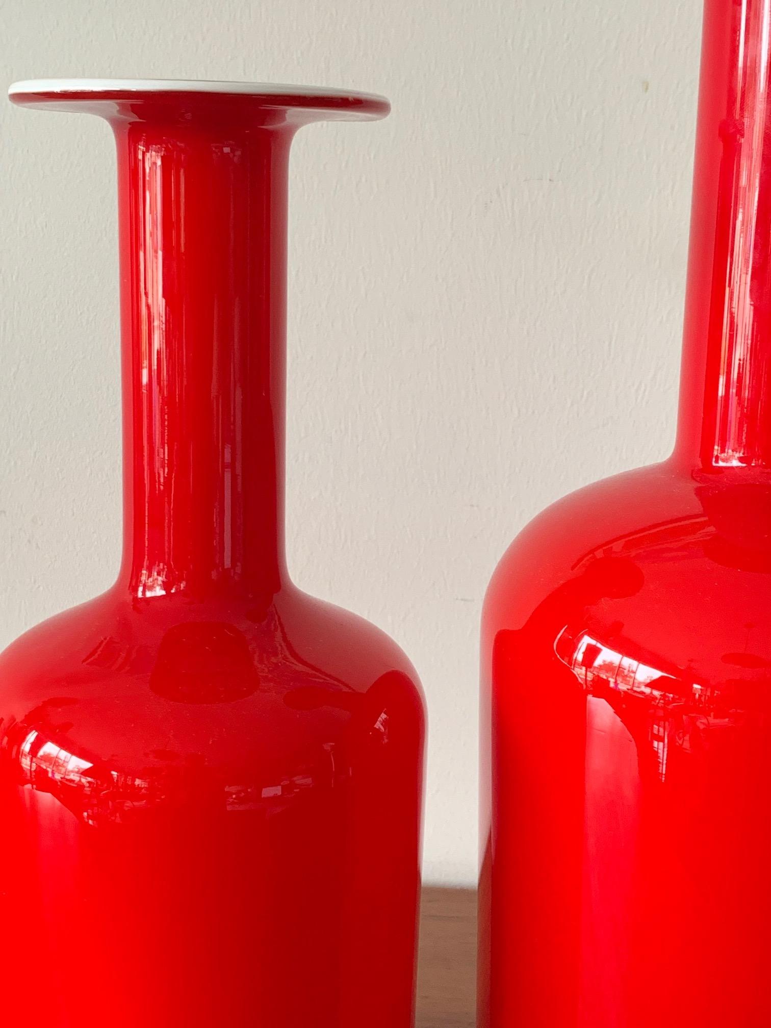 Two Otto Bauer Holmegaard Red Bottles In Excellent Condition In St.Petersburg, FL