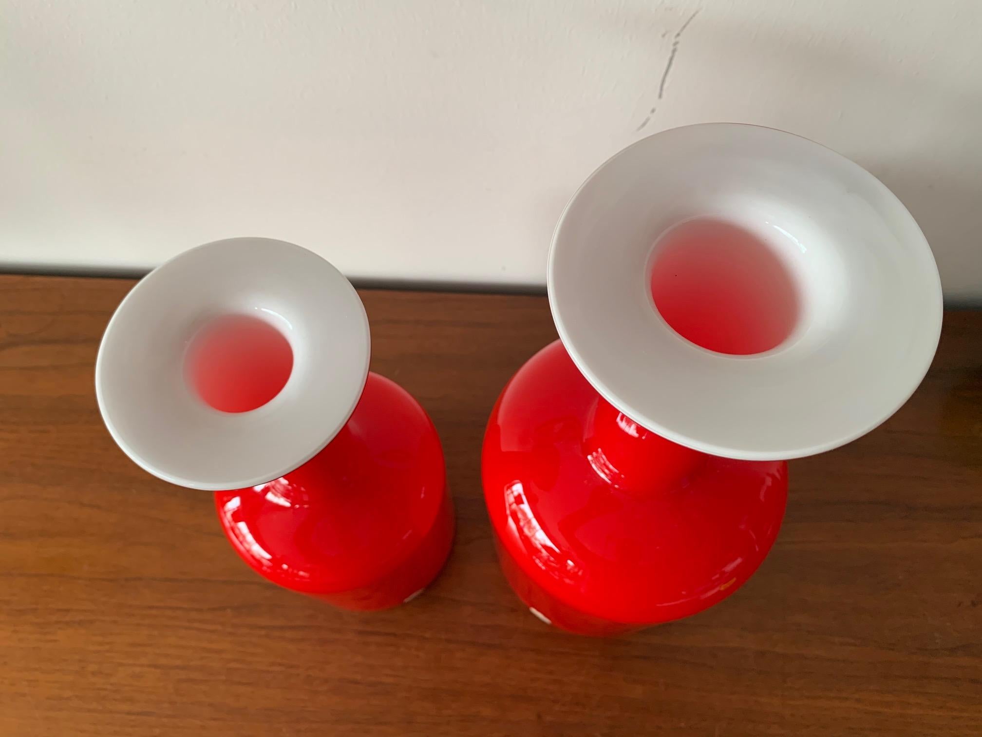 Mid-20th Century Two Otto Bauer Holmegaard Red Bottles