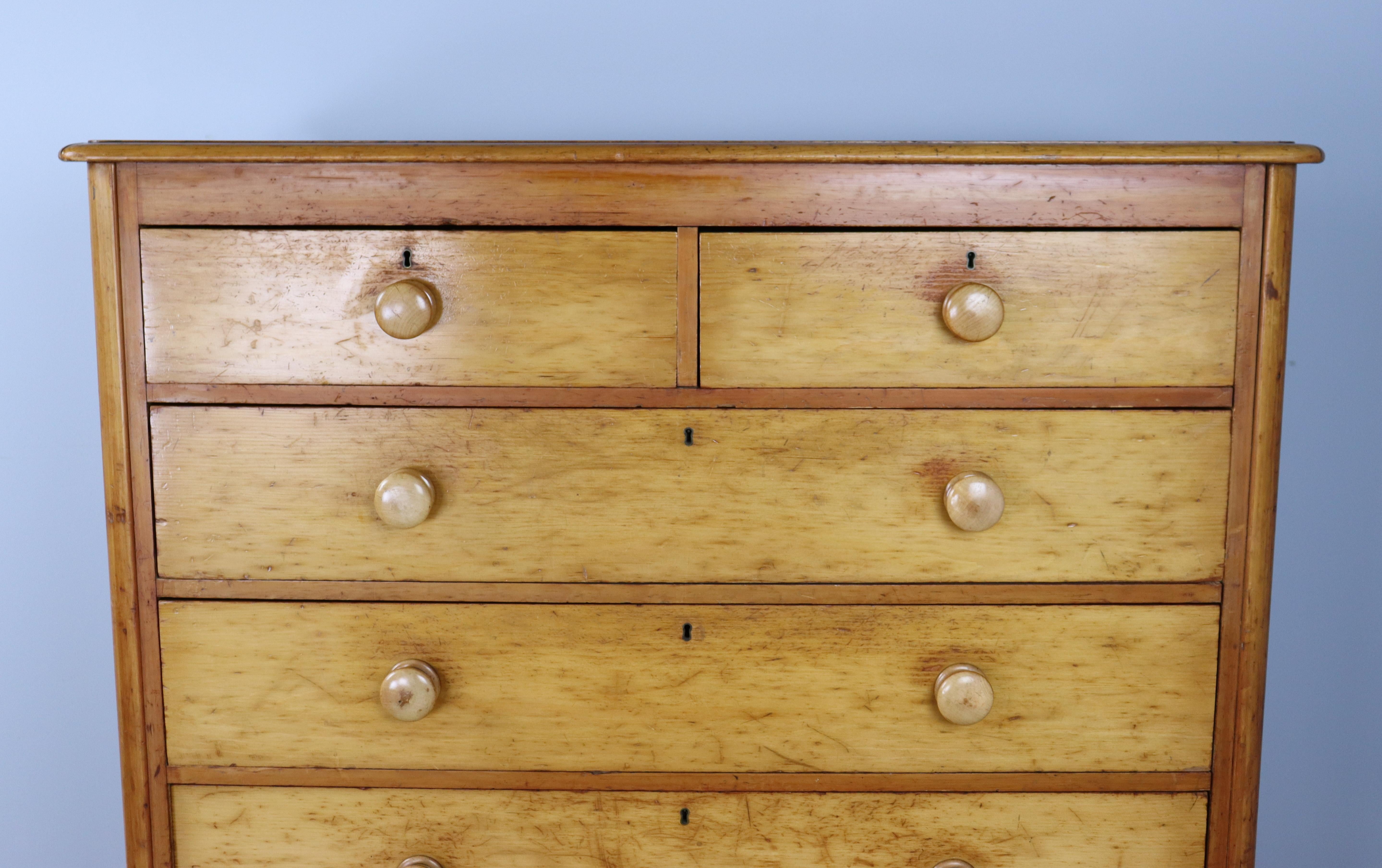 English Two-over-four 19th Century Pine Chest of Drawers