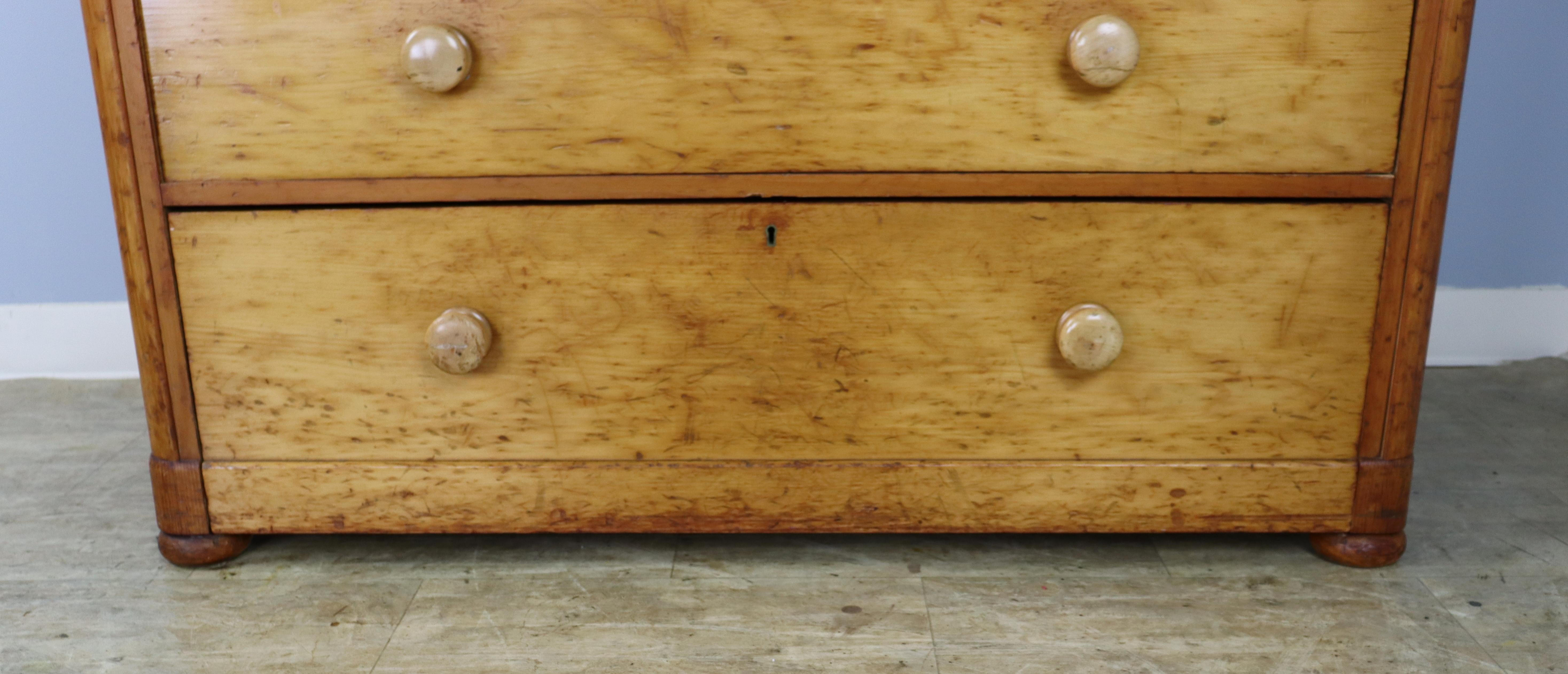 Two-over-four 19th Century Pine Chest of Drawers In Good Condition In Port Chester, NY