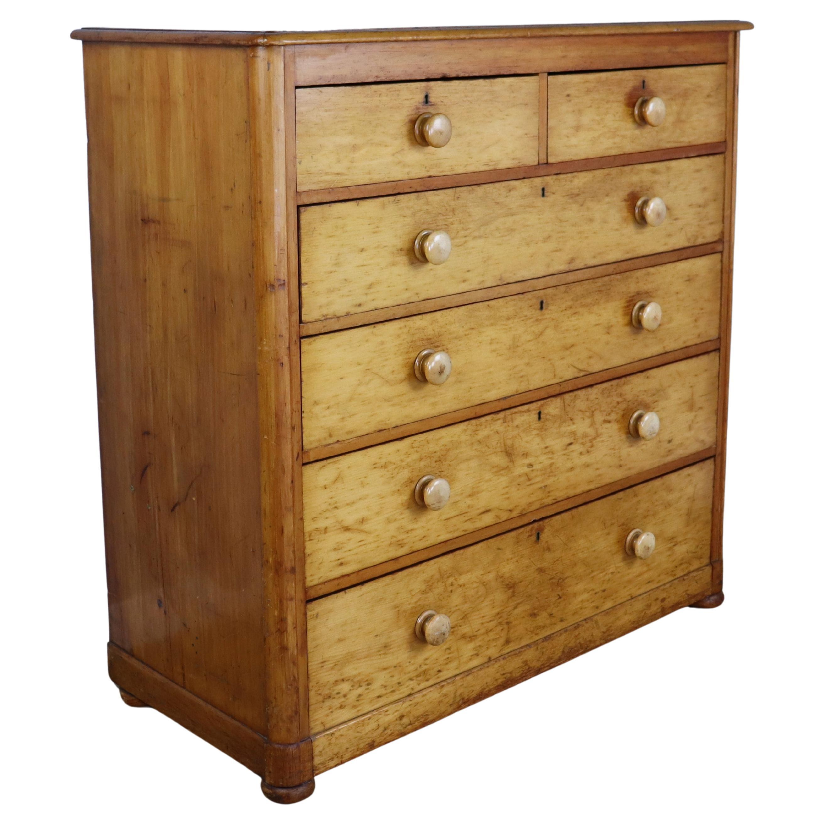 Two-over-four 19th Century Pine Chest of Drawers