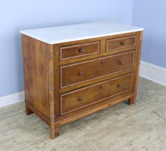 Two over Two Faux Bamboo Chest of Drawers with White Marble Top