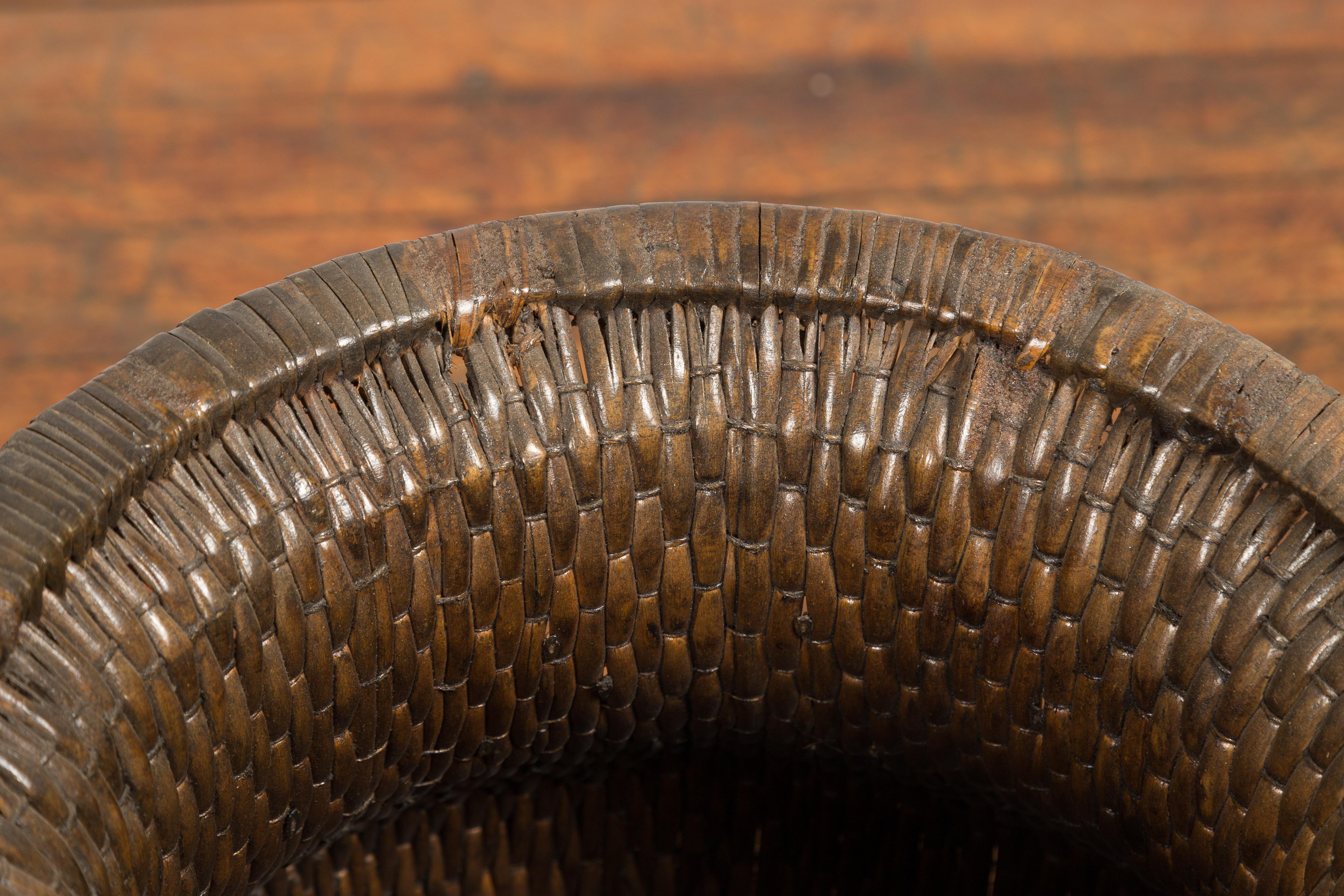 Two Oversized Chinese Rattan Grain Baskets with Flaring Necks, Sold Each For Sale 11