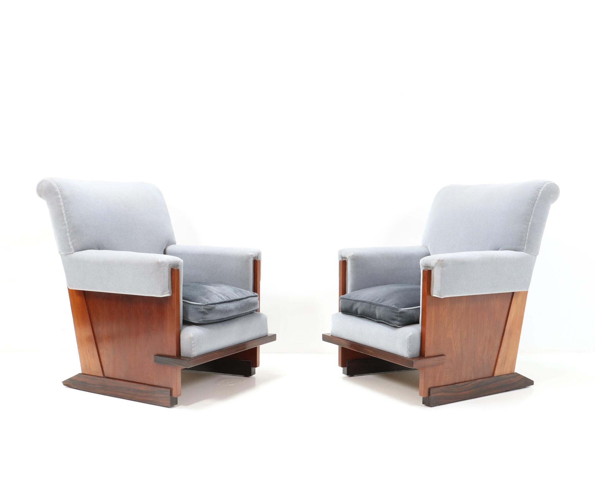 Two Padouk Art Deco Modernist Lounge Chairs by Hendrik Wouda for Pander, 1929 In Good Condition In Amsterdam, NL