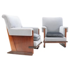 Two Padouk Art Deco Modernist Lounge Chairs by Hendrik Wouda for Pander, 1929