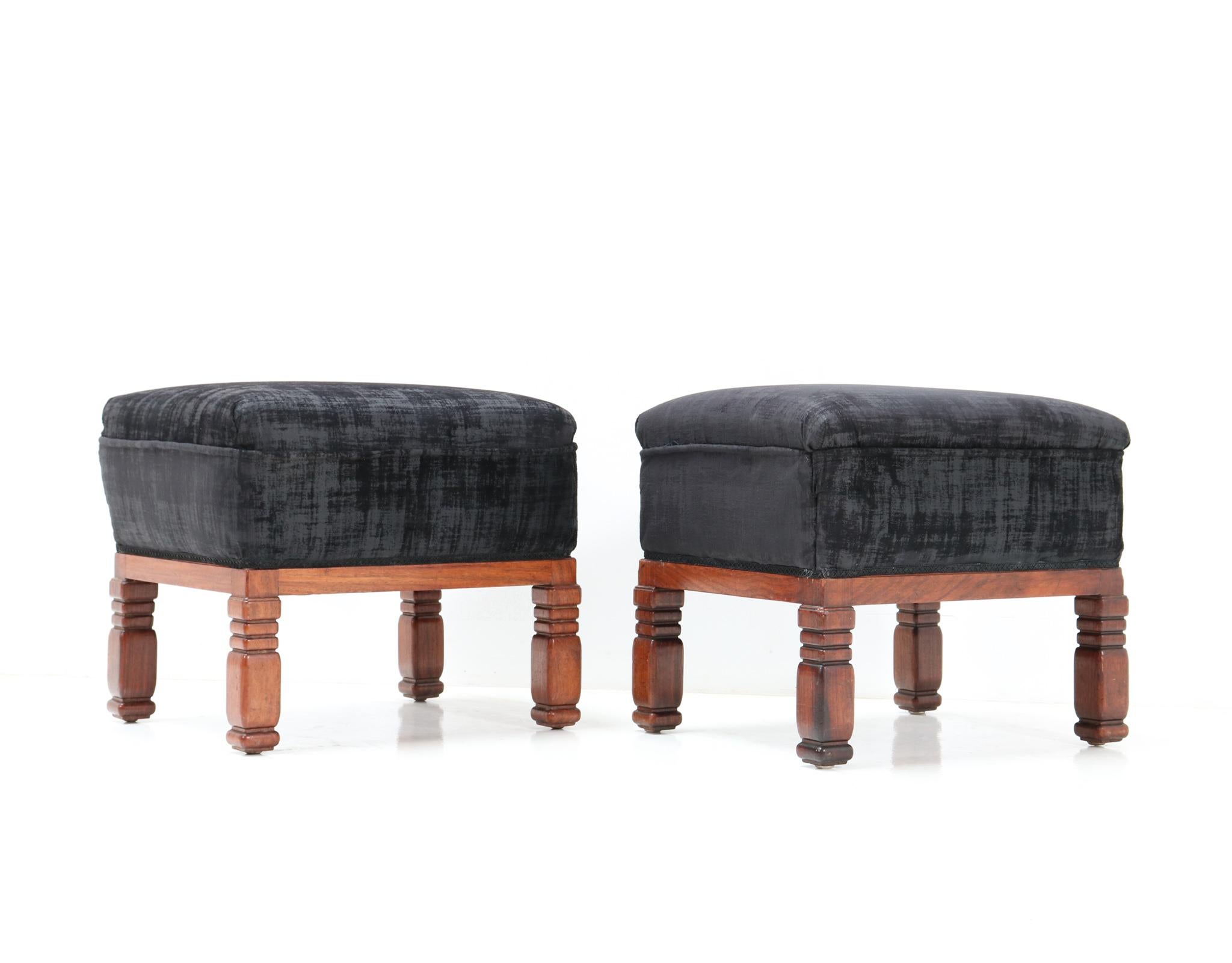 Dutch Two Padouk Art Nouveau Stools by K.P.C. de Bazel, 1900s