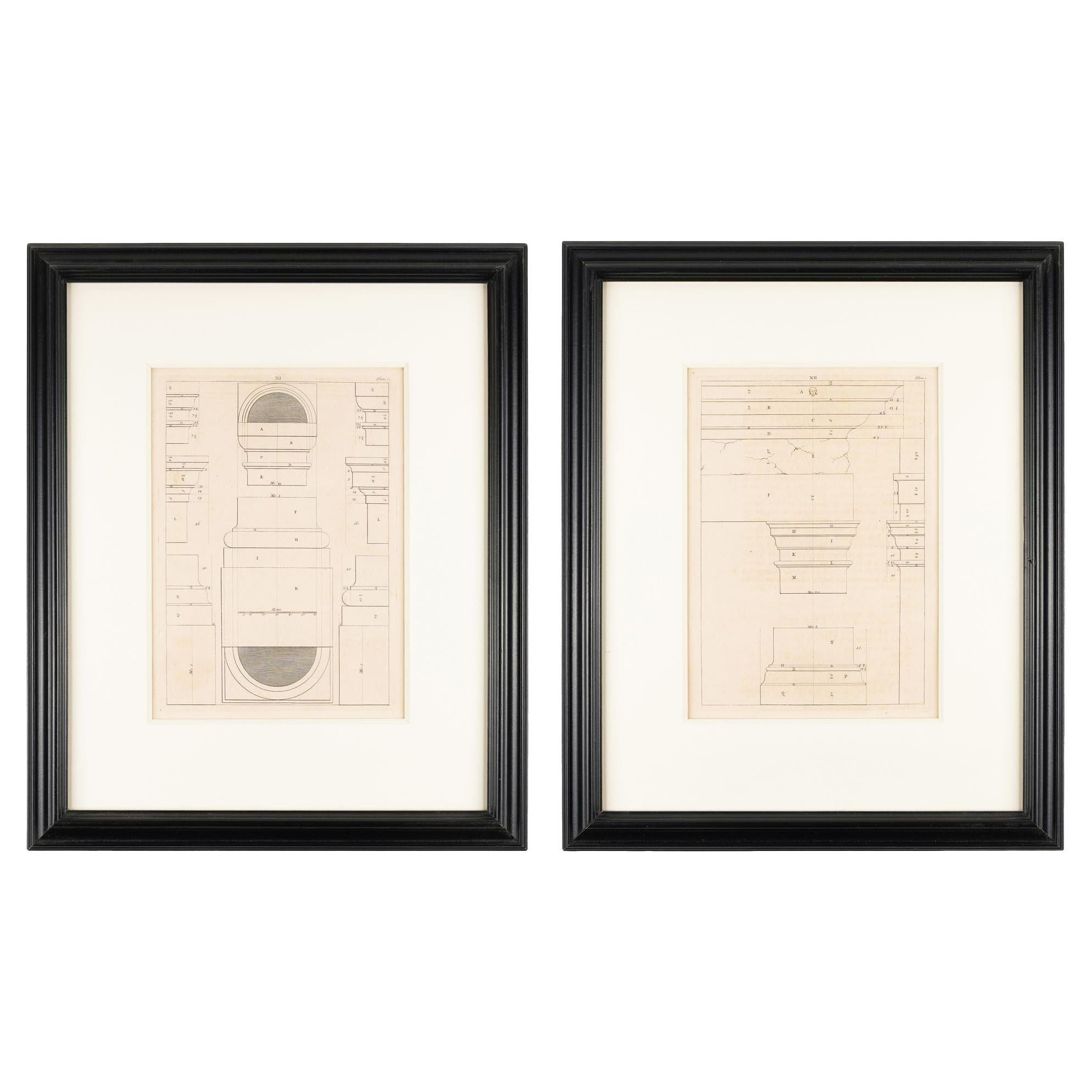 Two pages from "I Quattro libri dell'architettura" by Andre Palladio, c. 1715-20