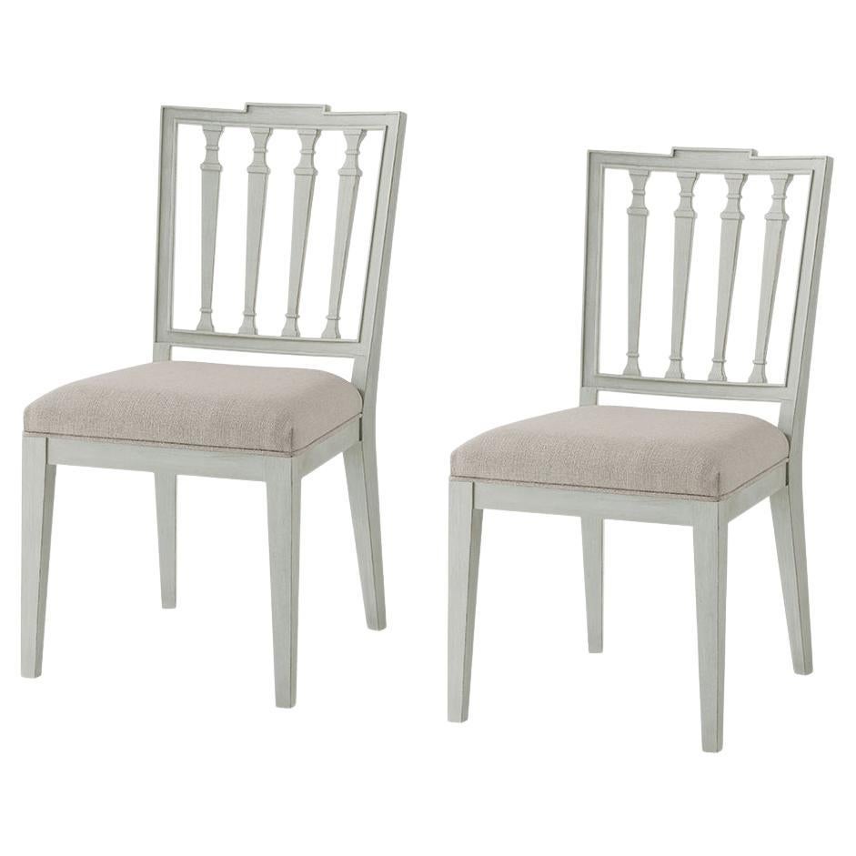 Two Painted Classic English Dining Chairs For Sale