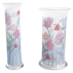 Deux pots en verre peints de W. Bauer, Allemagne