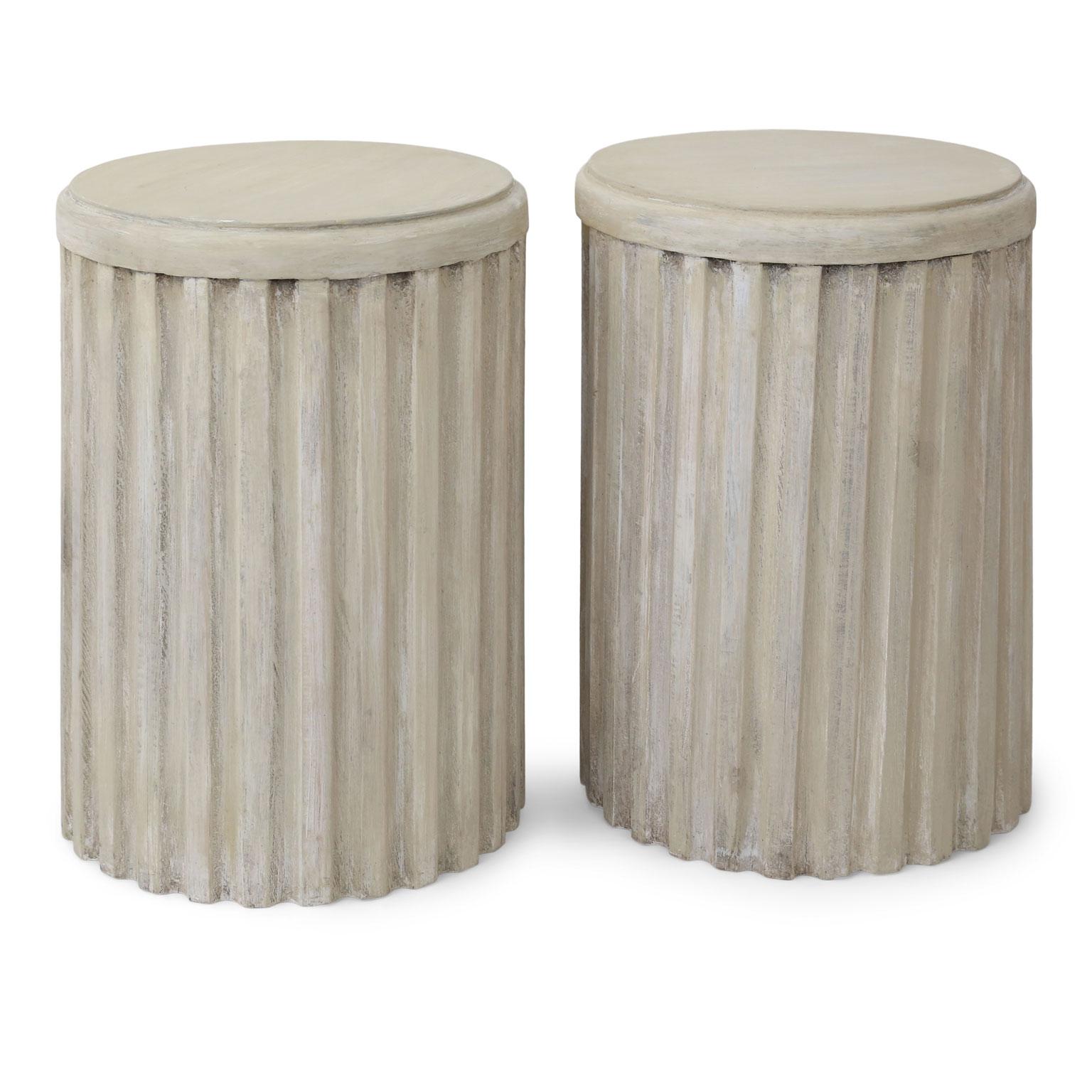 Contemporary Two Painted Pedestal Tables