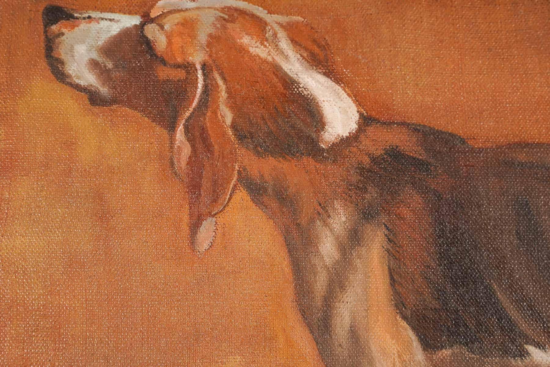 Deux peintures, Portrait de chien, XXème siècle. Bon état - En vente à Saint-Ouen, FR