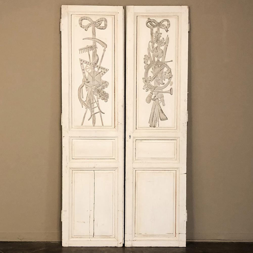 Zwei Paar französische bemalte Innentüren im Louis-XVI-Stil des 19. Jahrhunderts im Angebot 6