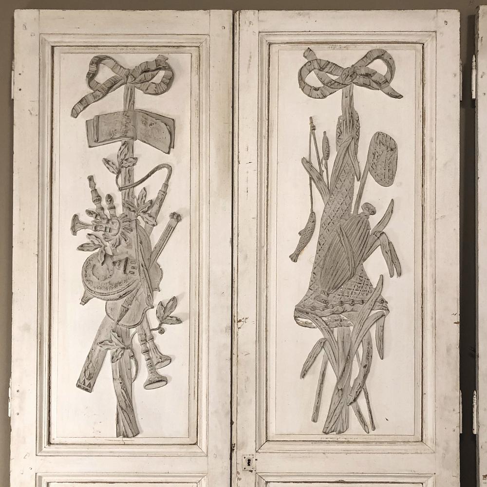 Two Pair 19th Century French Louis XVI Painted Interior Doors In Good Condition For Sale In Dallas, TX