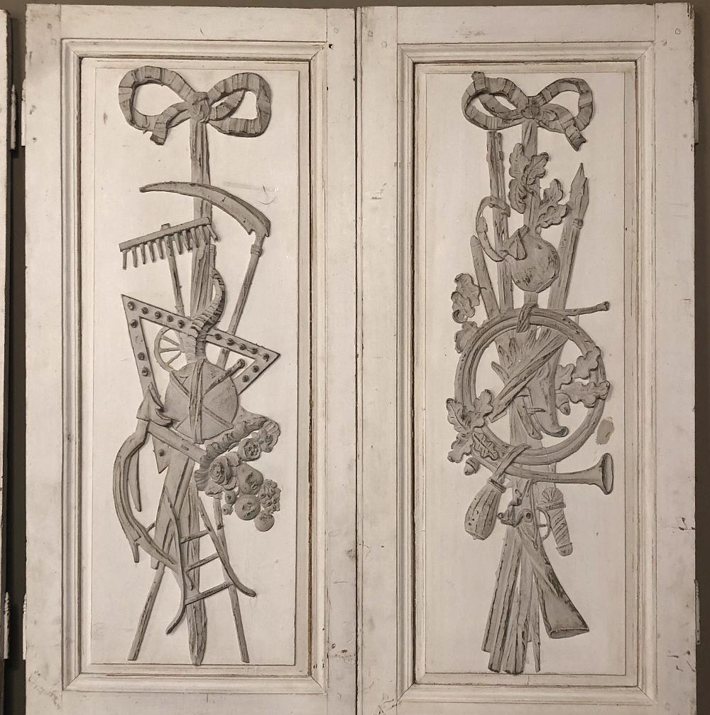 Pine Two Pair 19th Century French Louis XVI Painted Interior Doors For Sale