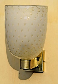 Two Pair of Art Deco Sconces, Brass Hardware and Gold Leaf Baloton, JEAN