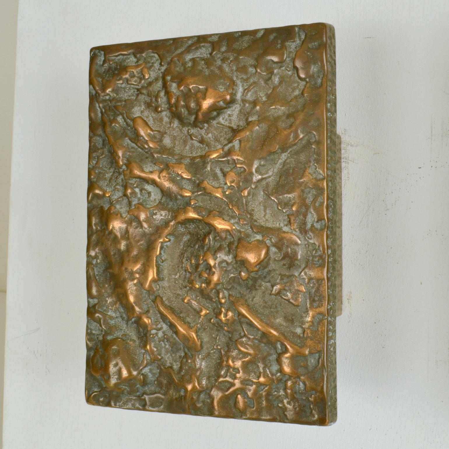 Two Pair of Brutalist Bronze Push & Pull Door Handles with Abstract Relief For Sale 4