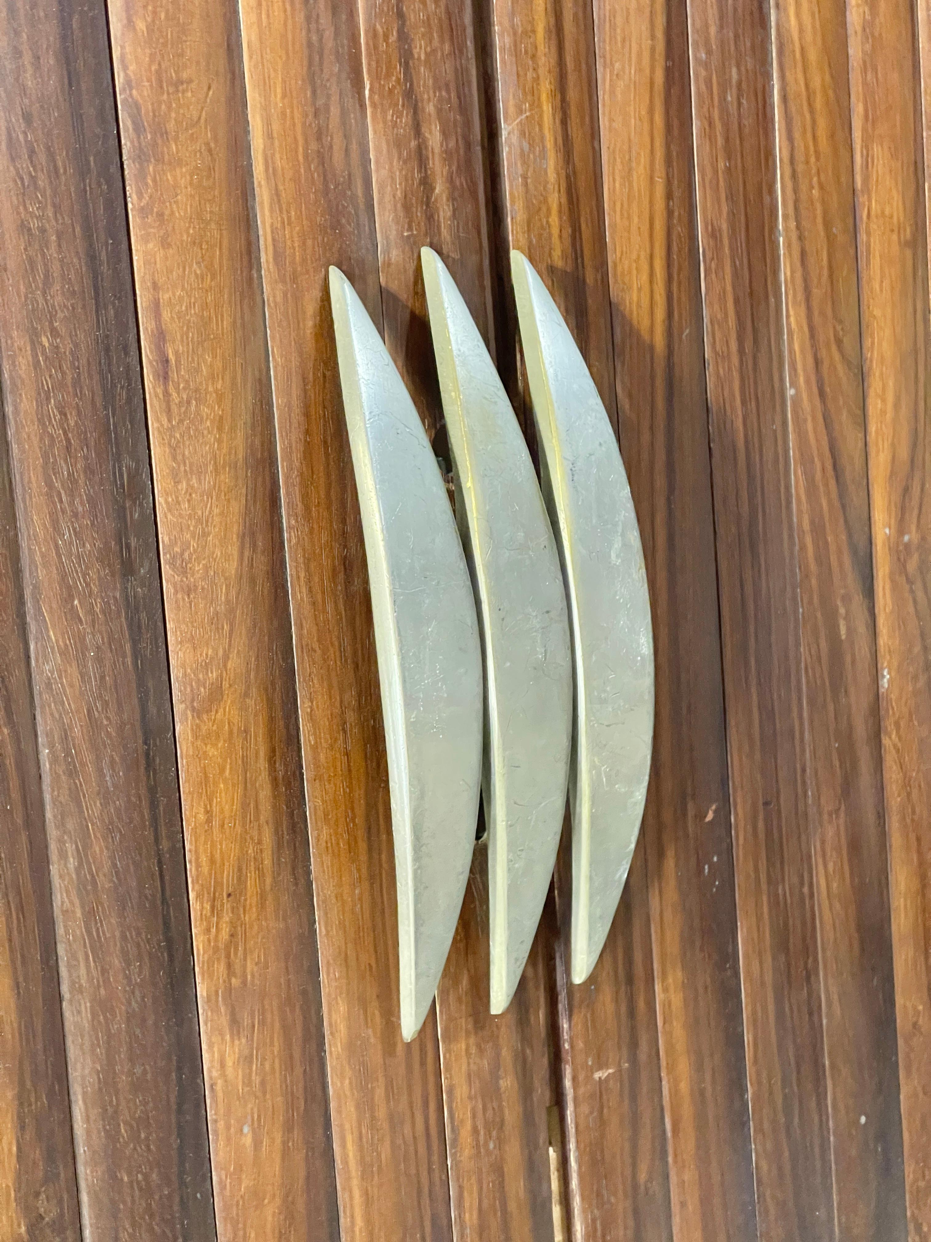 Two Pair of French Brutalist Cast Bronze Door Pulls For Sale 2