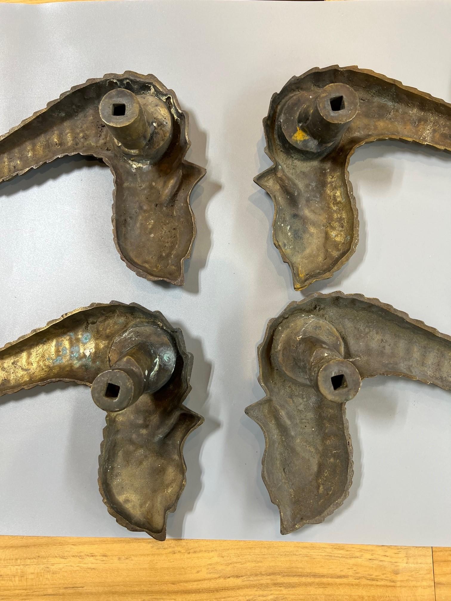 Two Pair of Massive Late 20th Century Antique Bronze Seahorse Door Handles    For Sale 5