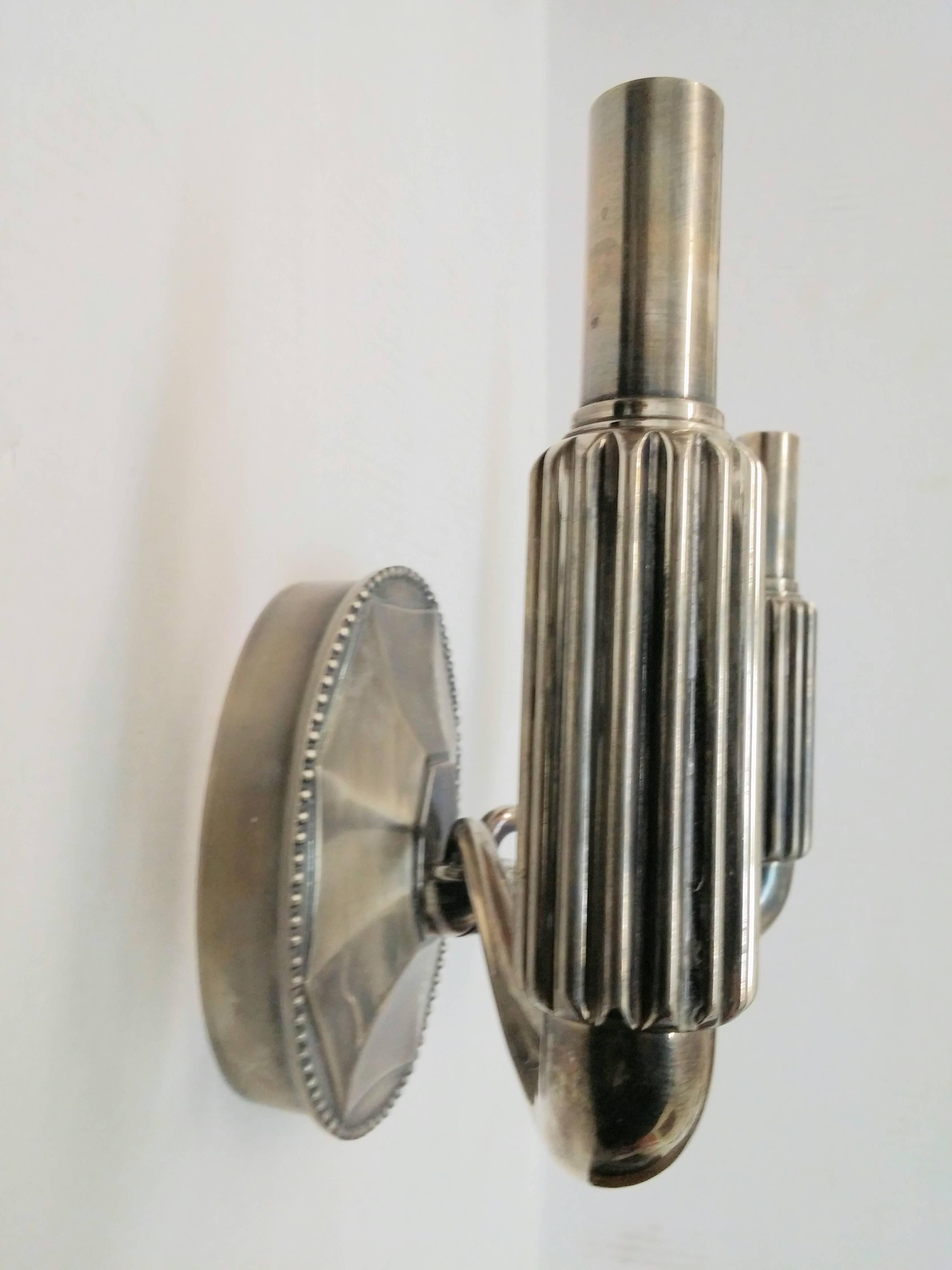 Art Deco A Pair of Sconces in the Manner of Ruhlmann (2 pairs available)