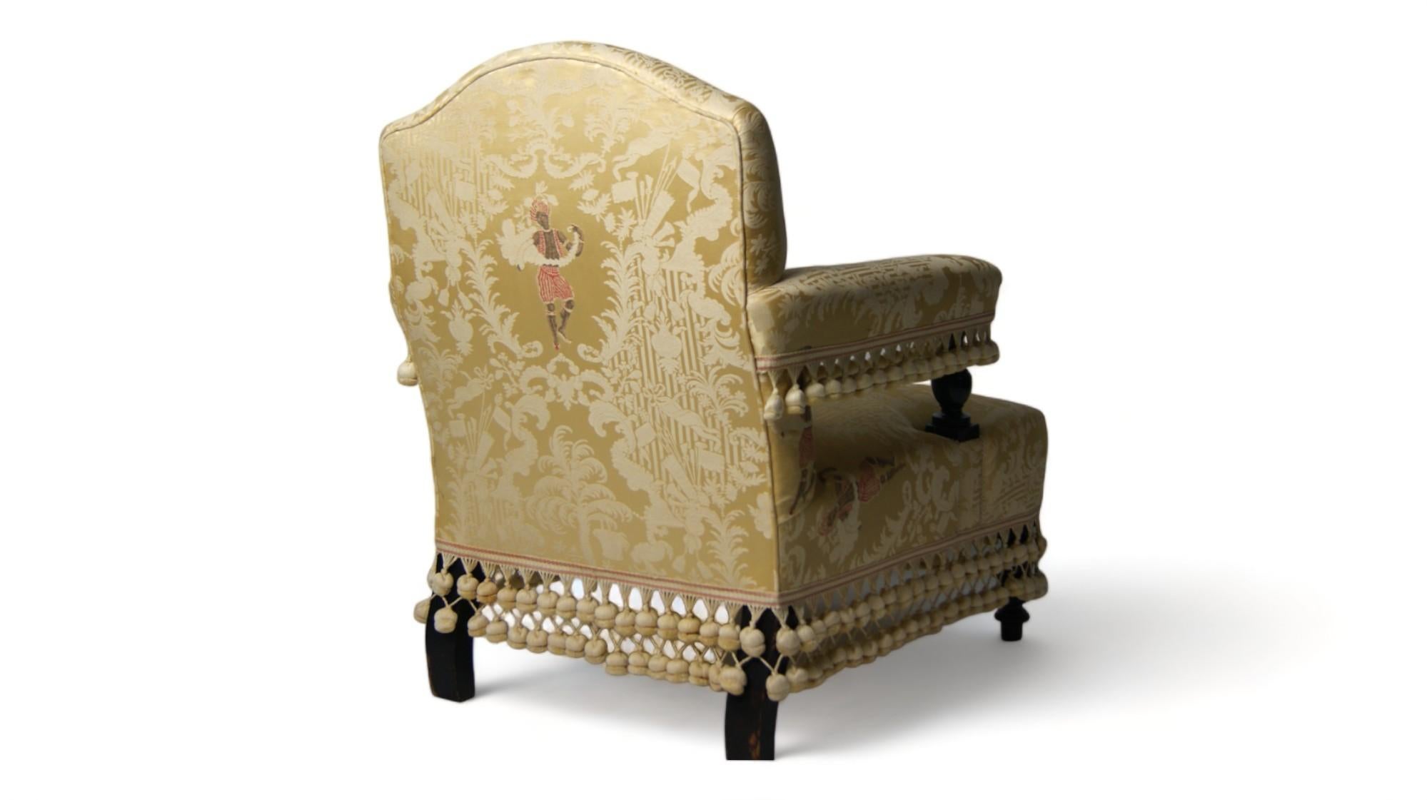 Silk Pair of Two Victorian Armchairs For Sale