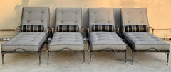 Two Pair of Wrought Iron Chaises with Bronze Details in the Style of Giacometti