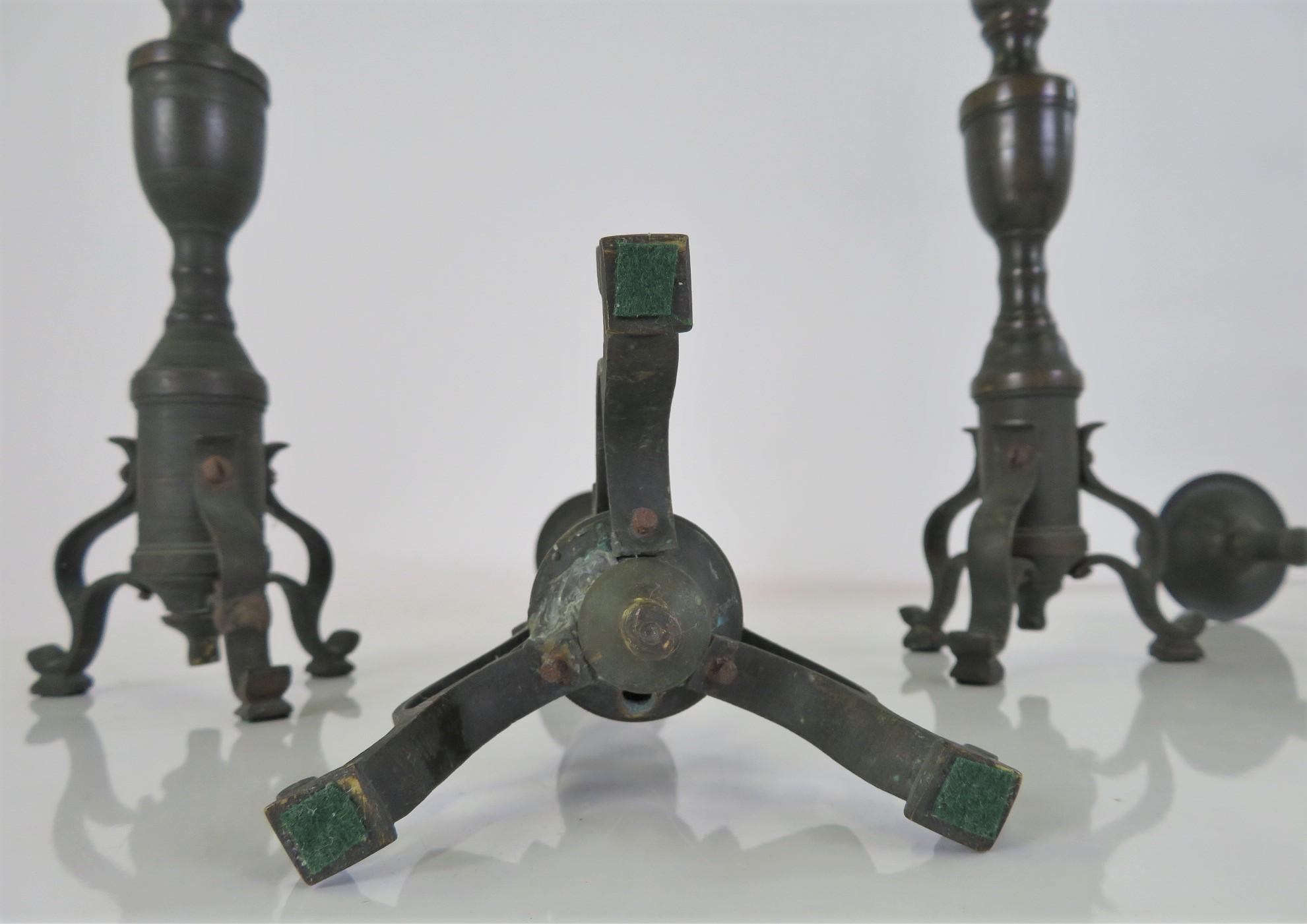 Two Pairs Neapolitan 18th C. Late Baroque Bronze Candlesticks 7