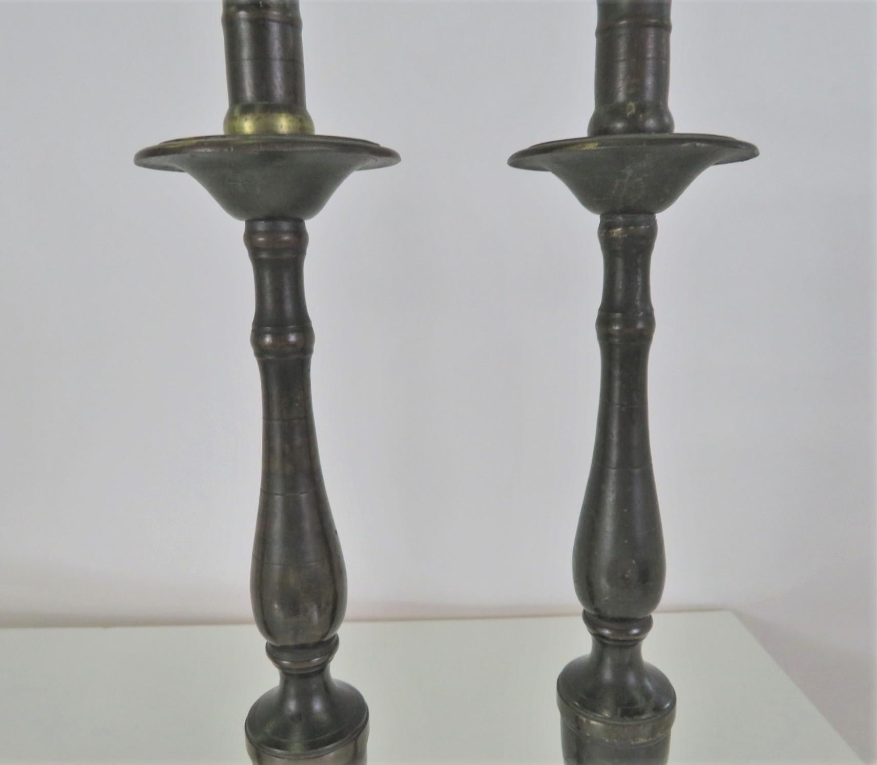 Two Pairs Neapolitan 18th C. Late Baroque Bronze Candlesticks 3