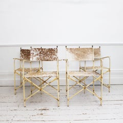 A Pair of 1930s French Riviera Cowhide Directors Chairs