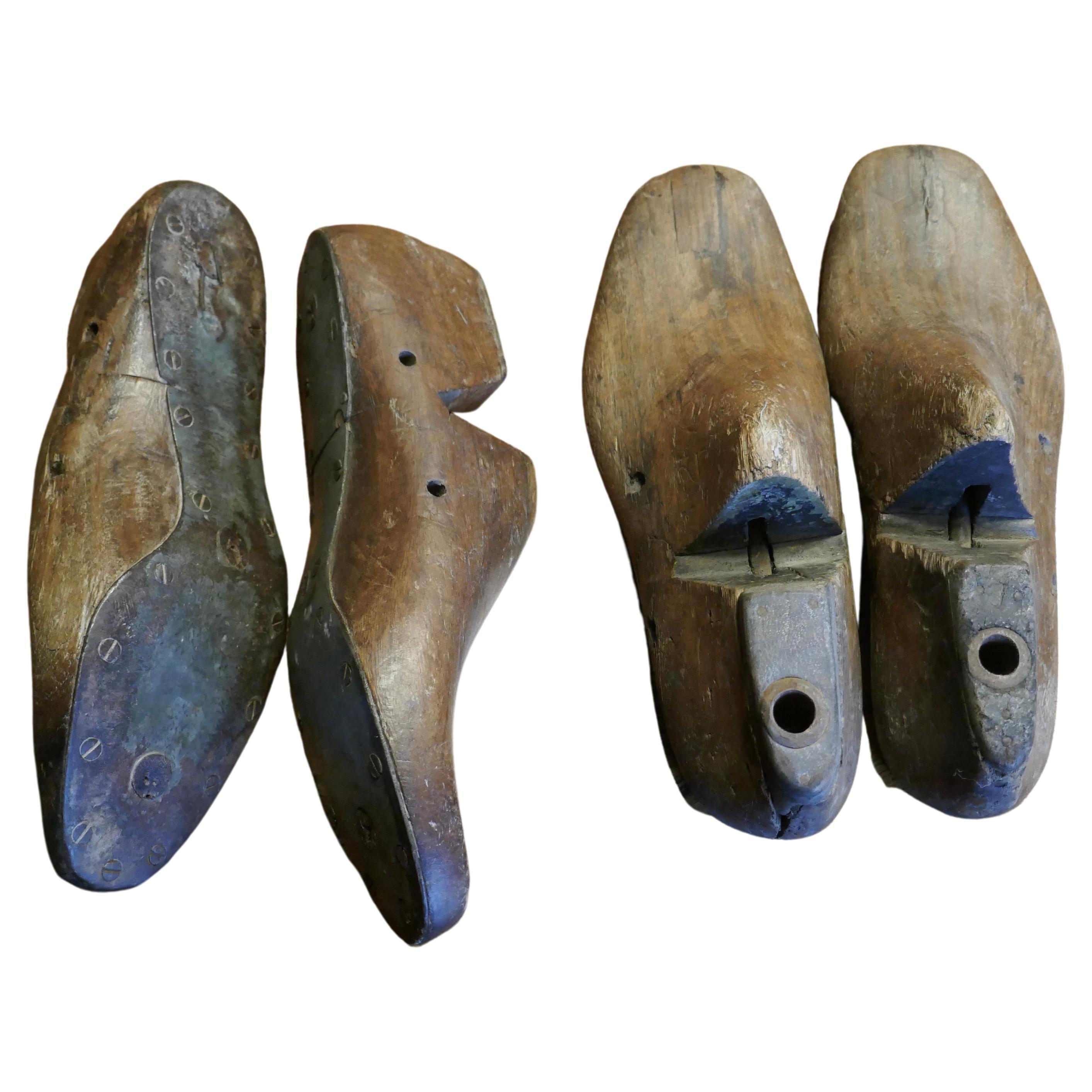 Two Pairs of 19th Century Decorative Rustic Antique Shoe Lasts For Sale