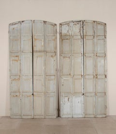 Two Pairs of 19th Century French Painted Panelled Folding Shutters