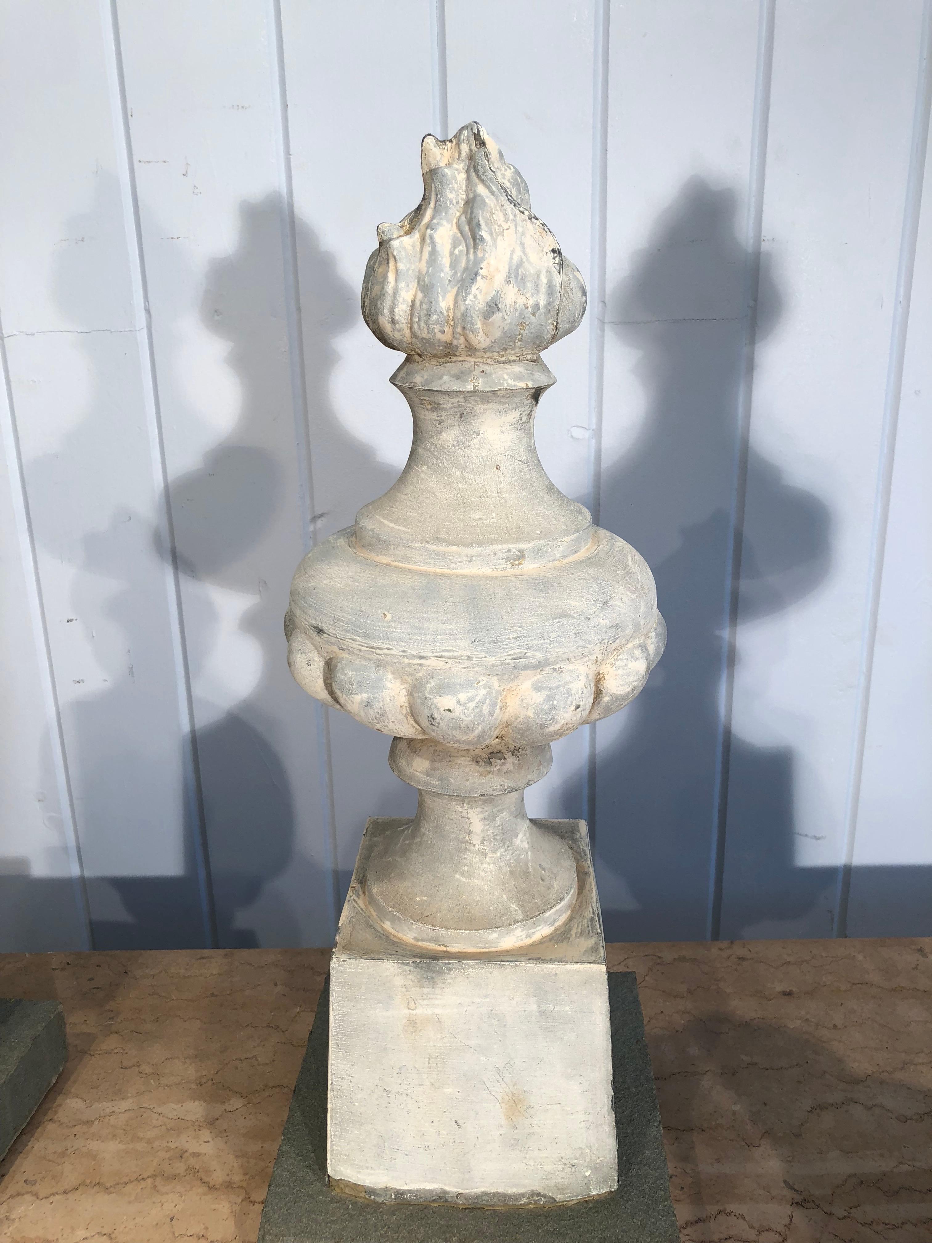 Two Pairs of 19th Century French Zinc Flame Finials 6