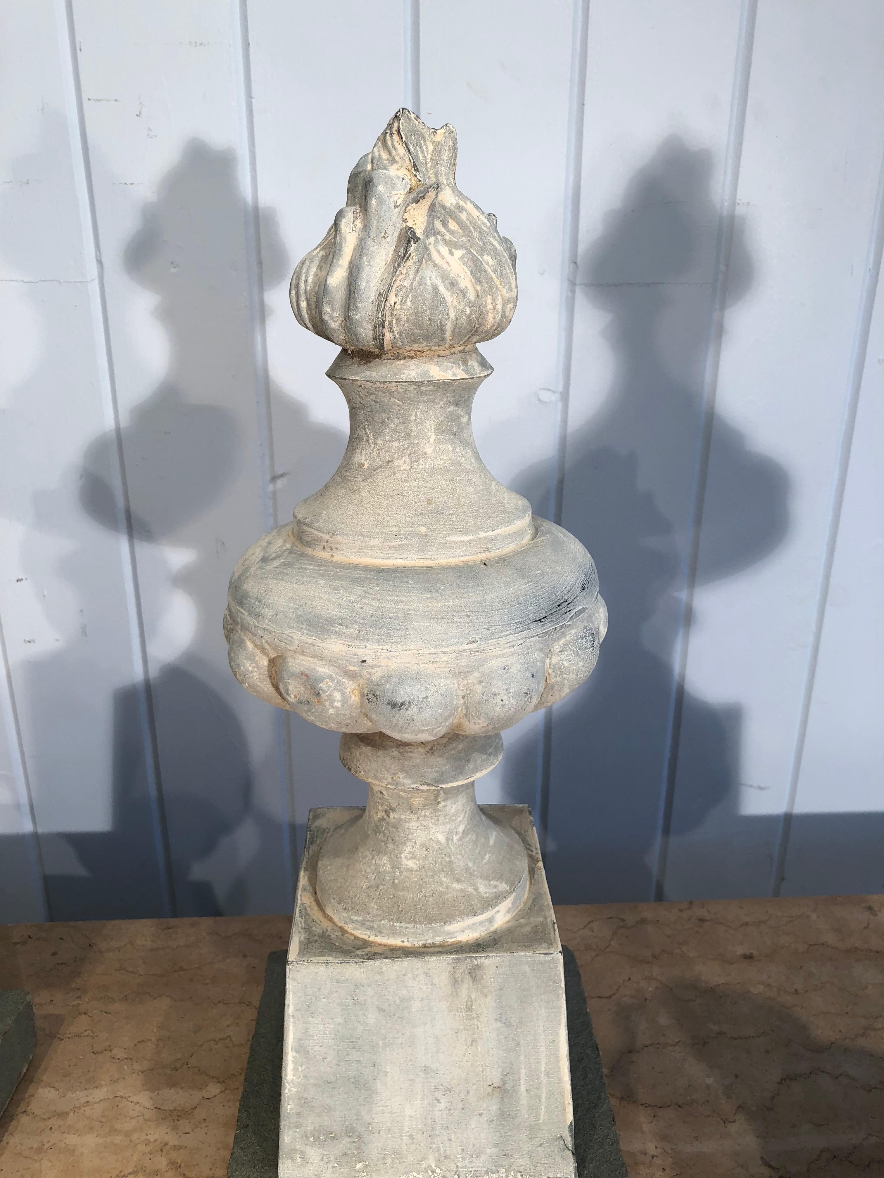Two Pairs of 19th Century French Zinc Flame Finials 9