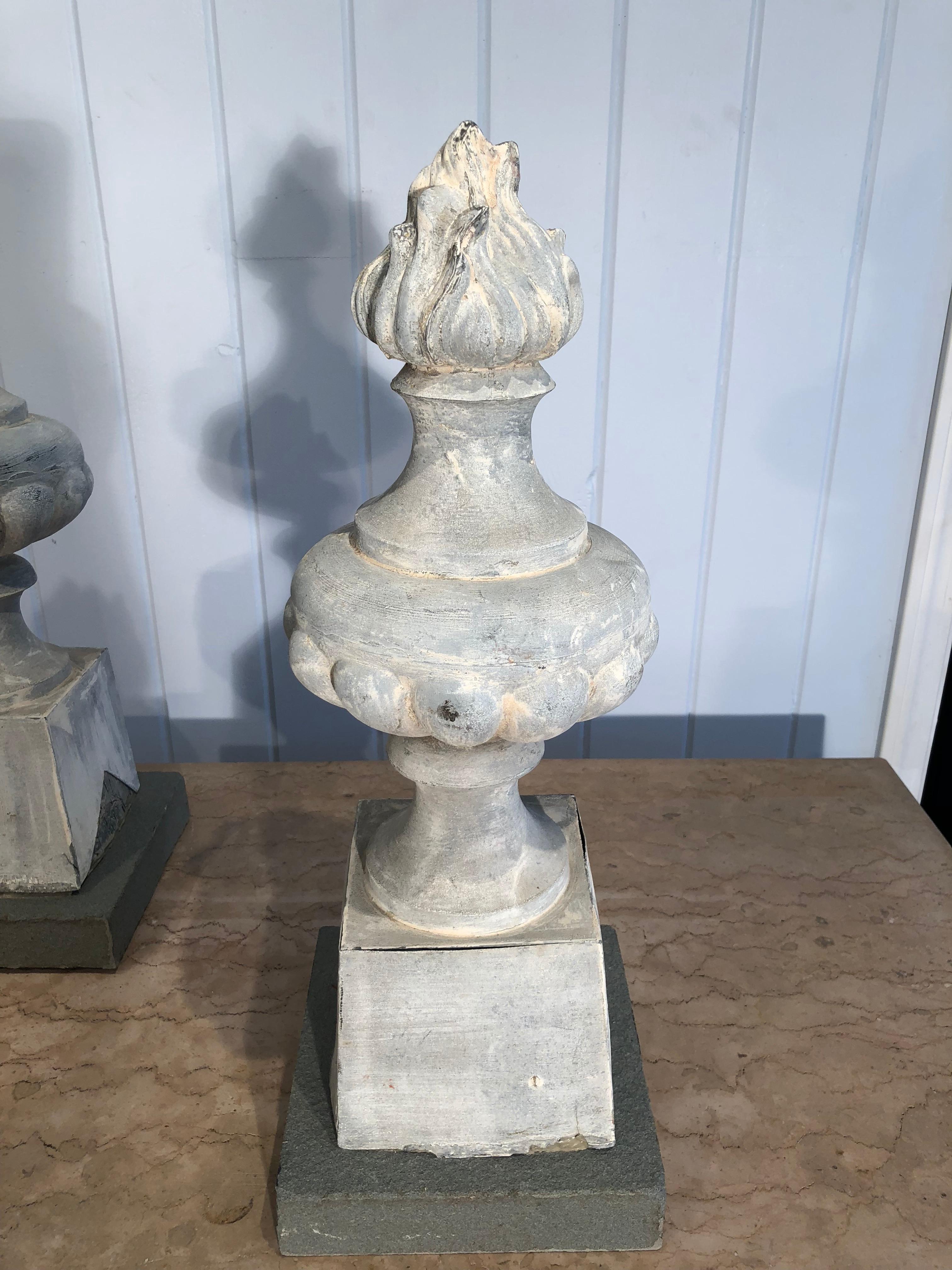 Two Pairs of 19th Century French Zinc Flame Finials 10