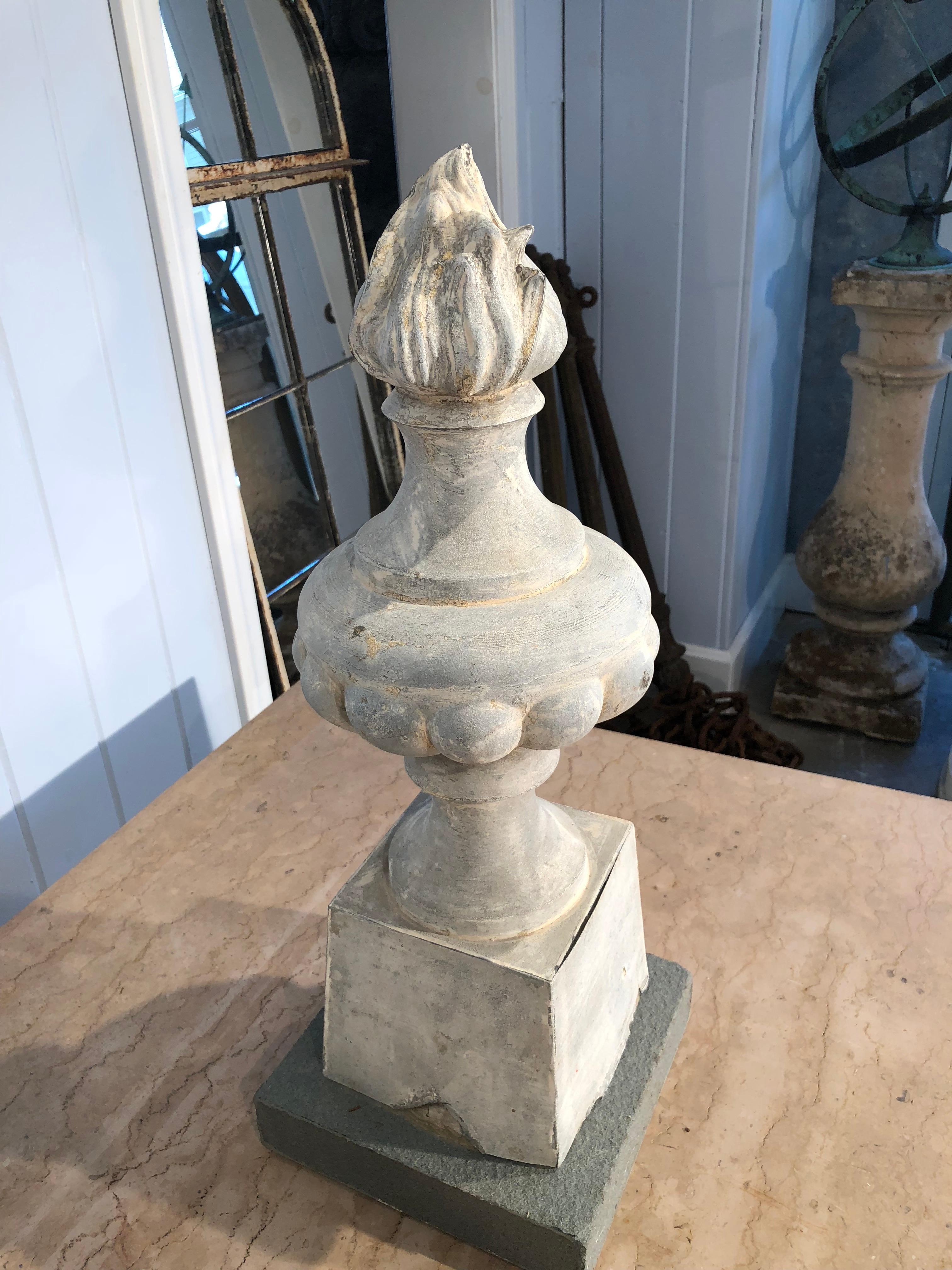Two Pairs of 19th Century French Zinc Flame Finials 11