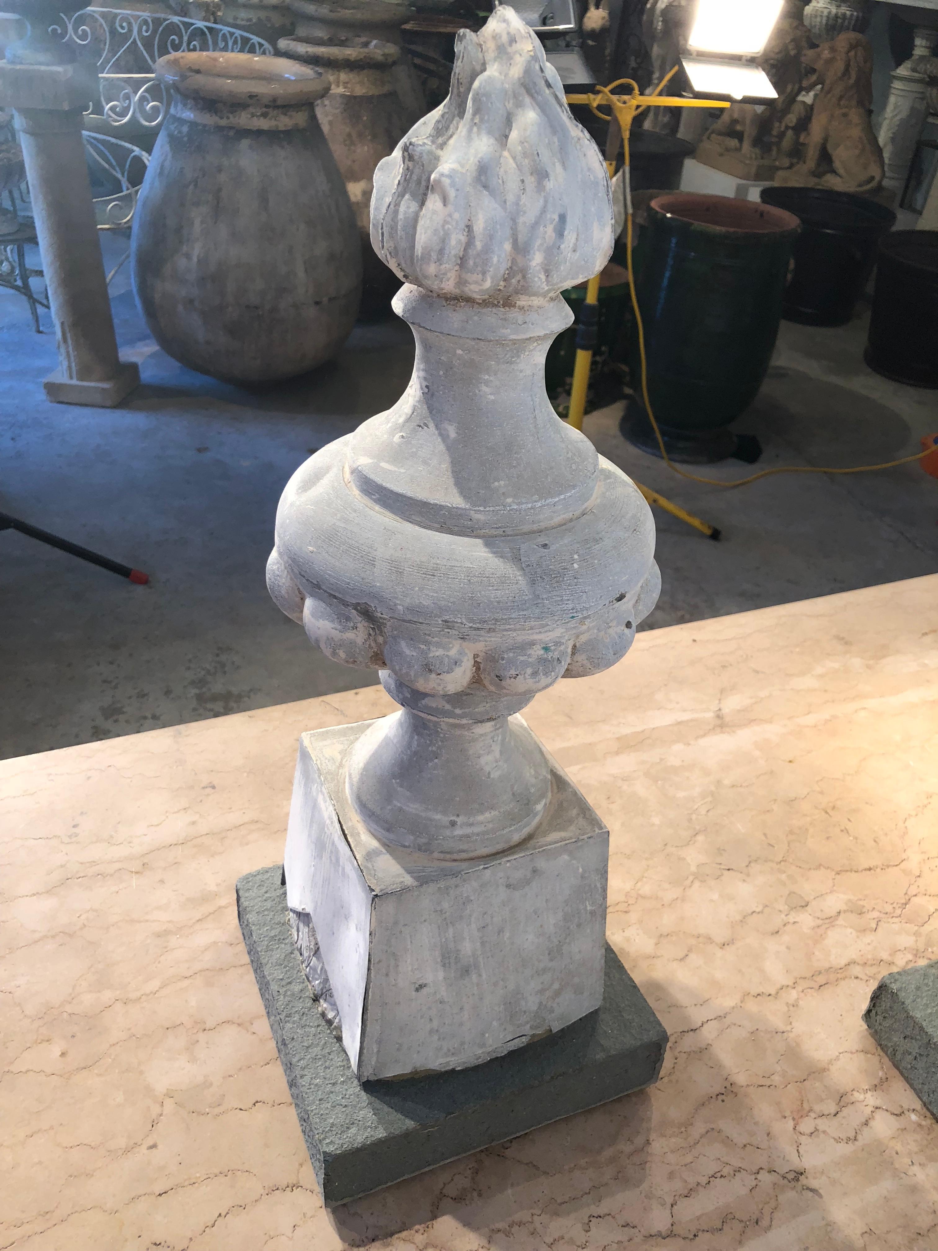 Two Pairs of 19th Century French Zinc Flame Finials 13