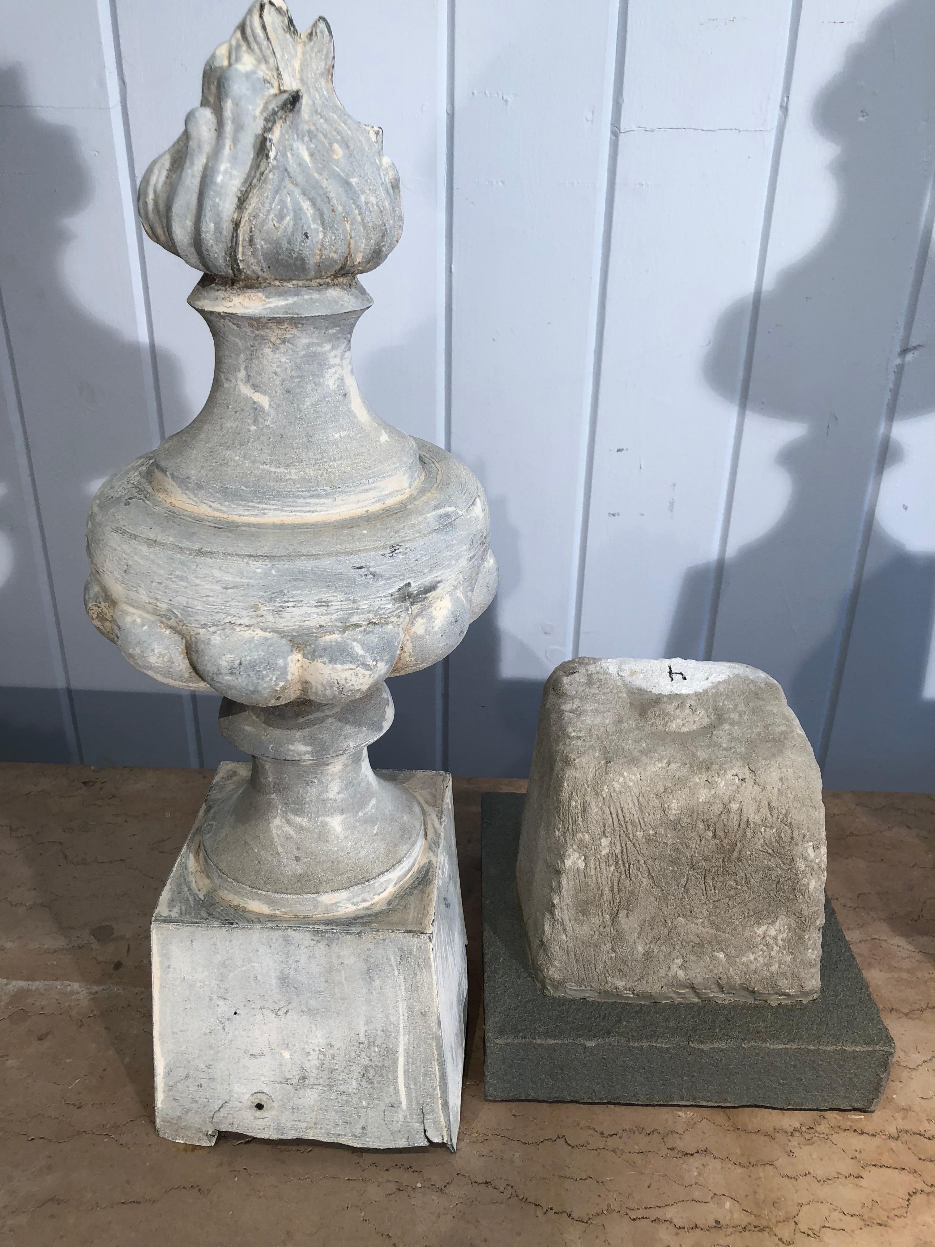 Two Pairs of 19th Century French Zinc Flame Finials 14