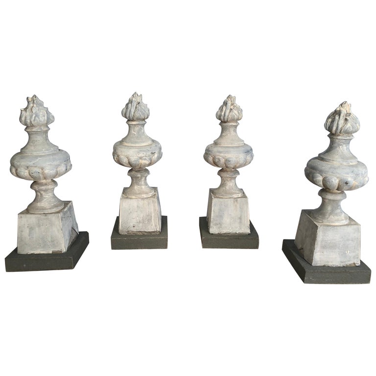 Two Pairs of 19th Century French Zinc Flame Finials at 1stDibs