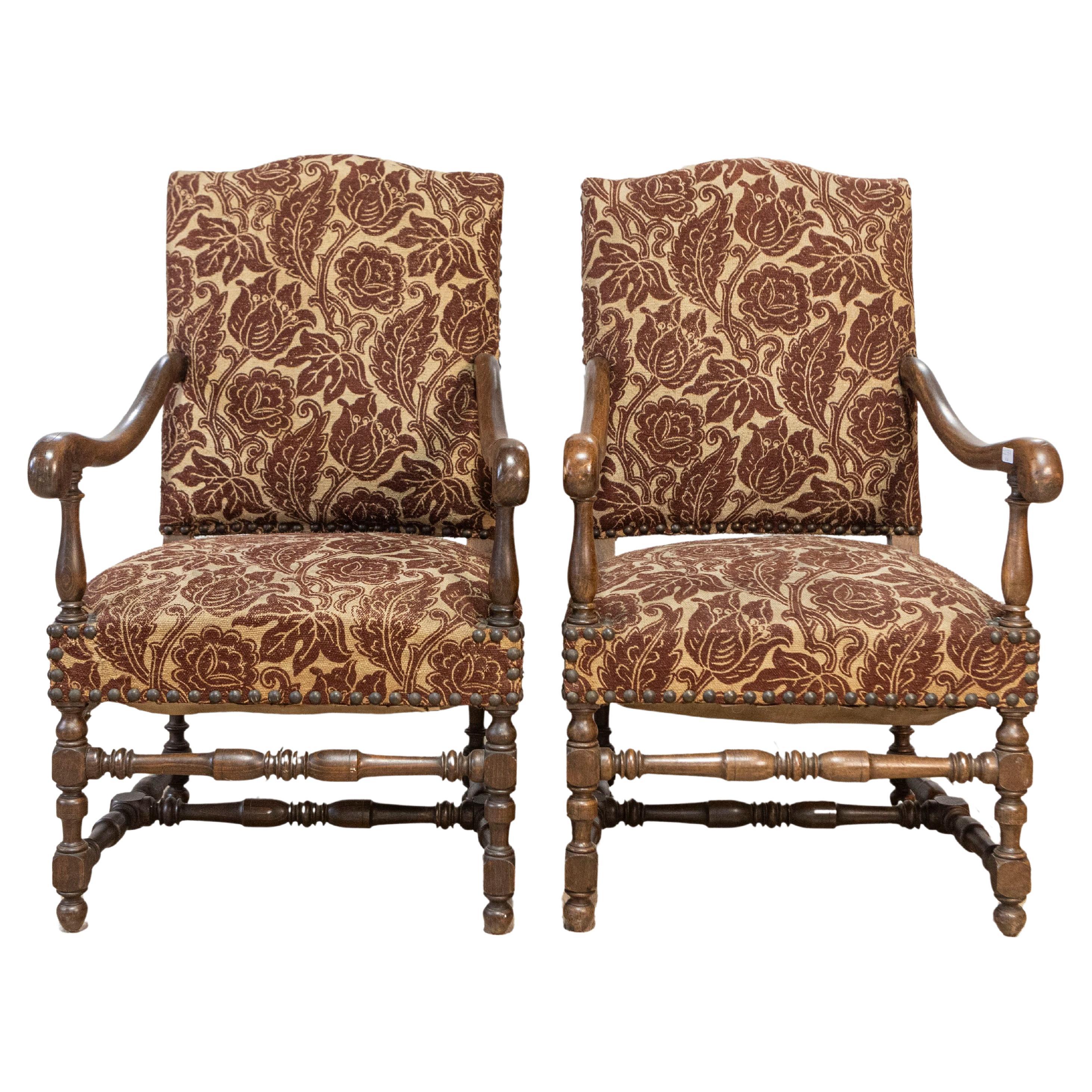 Two Pairs of 20th Century French Arm Chairs