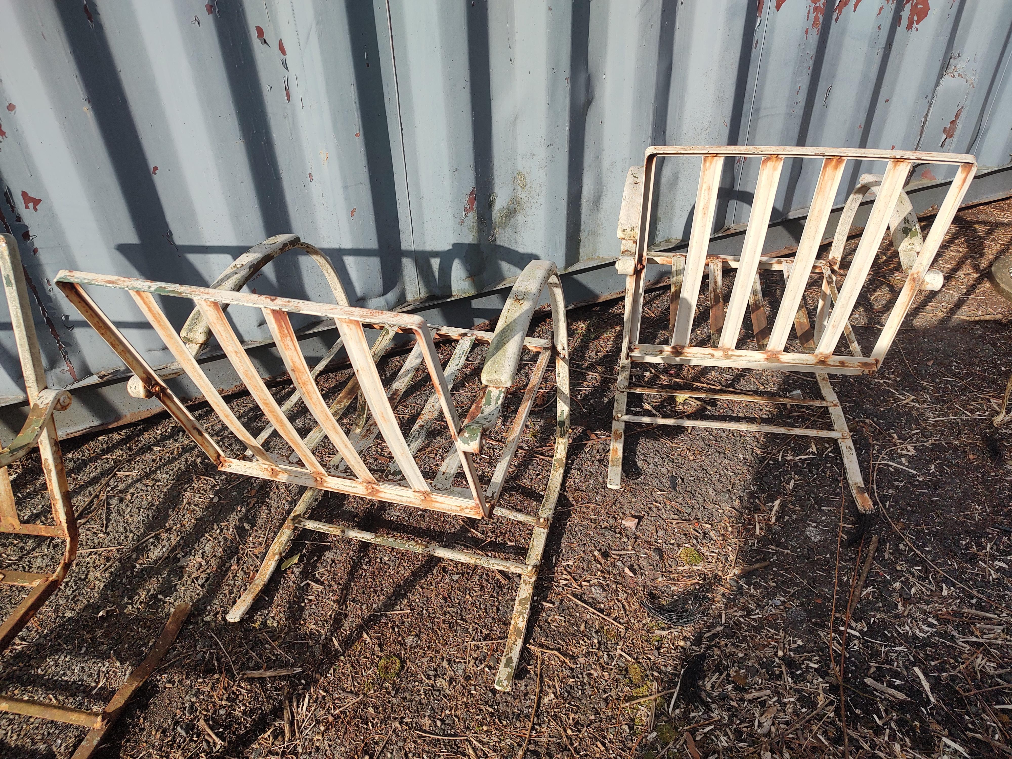 Two Pairs of Art Deco Cantilevered Spring Steel & Iron Lounge Chairs C1948 For Sale 6