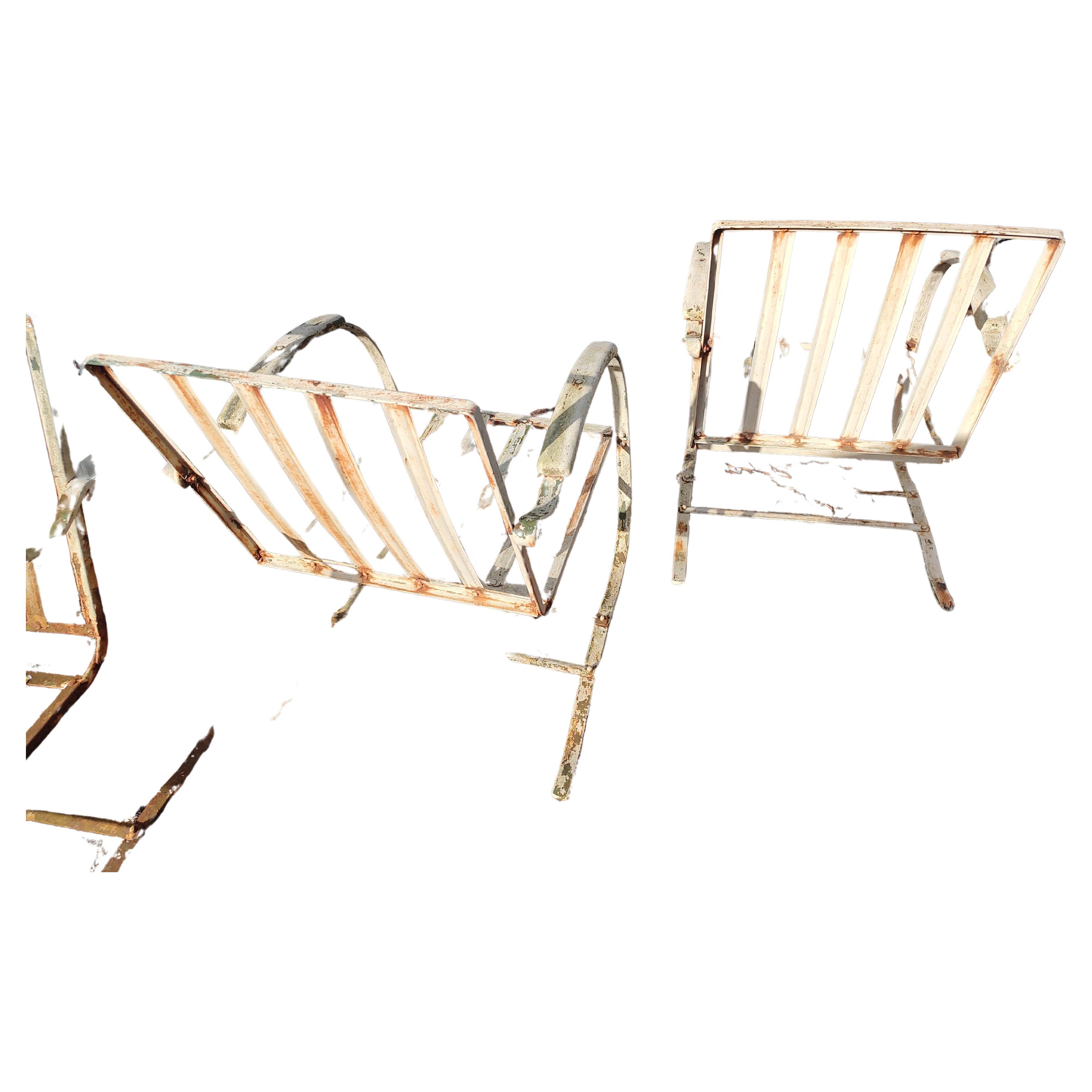 Two Pairs of Art Deco Cantilevered Spring Steel & Iron Lounge Chairs C1948 For Sale 1