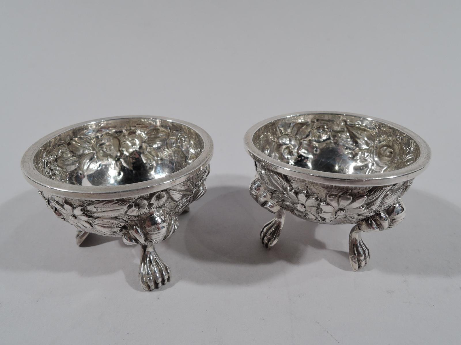 Victorian Two Pairs of Baltimore Sterling Silver Open Salts & Pepper Shakers