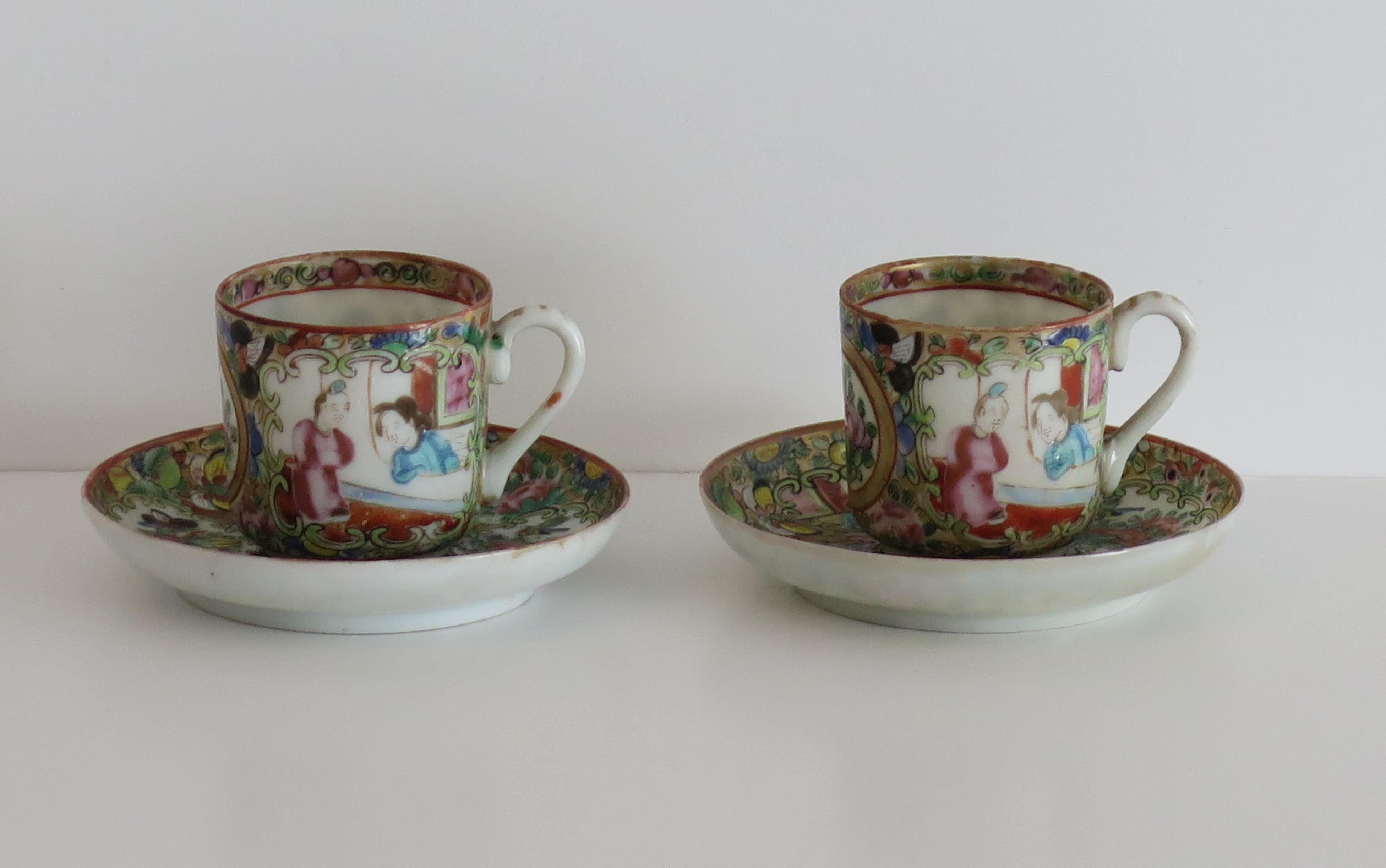 Two PAIRs of Chinese Export Cups and Saucers egg-shell porcelain, Qing 19th C In Good Condition For Sale In Lincoln, Lincolnshire