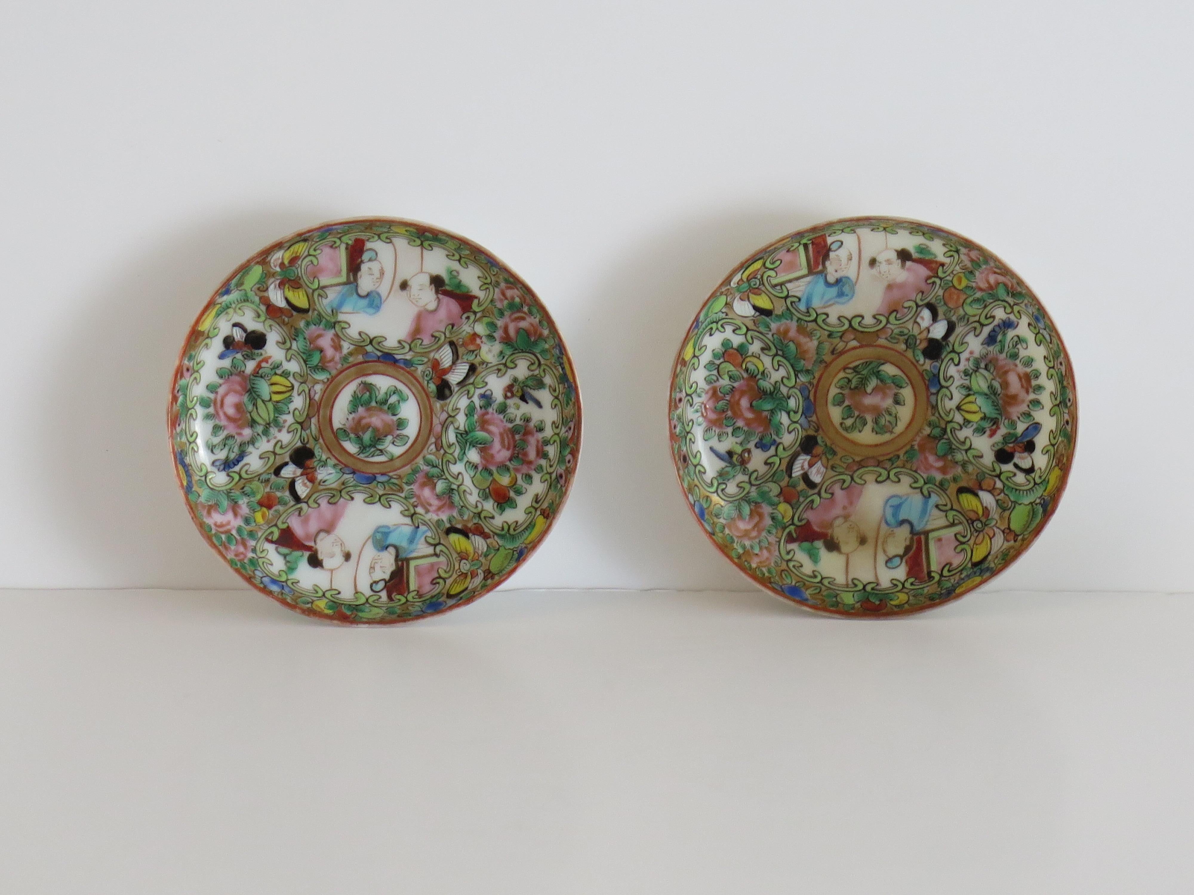 Two PAIRs of Chinese Export Cups and Saucers egg-shell porcelain, Qing 19th C For Sale 2