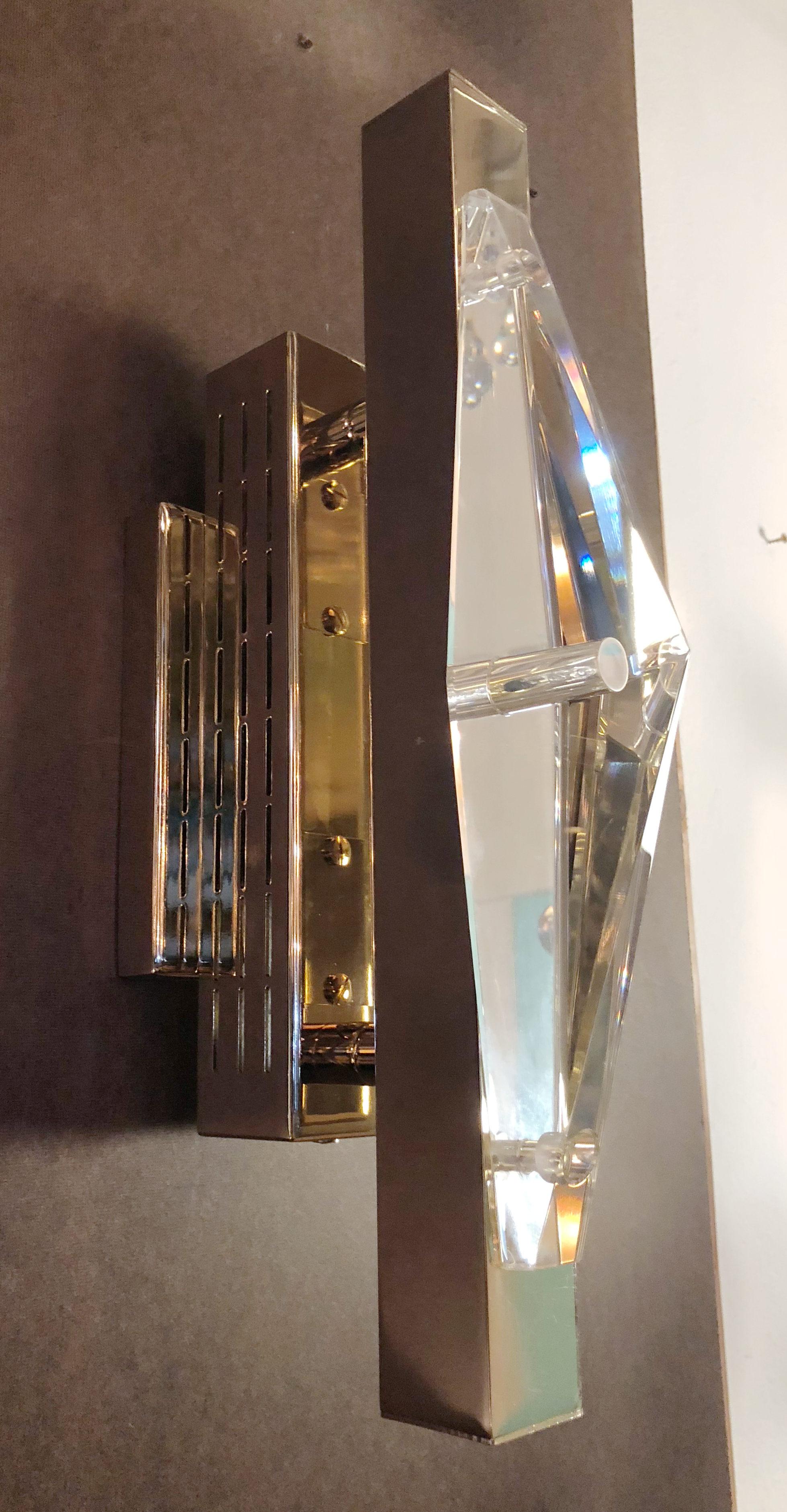 Two Pairs of Crystal Gold Sconces / Flush Mounts by Fabio Ltd In Good Condition In Los Angeles, CA