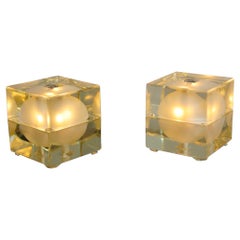 Two pairs of 'Cubosfera' table lights by Alsessandro Mendini.  Italy c1958