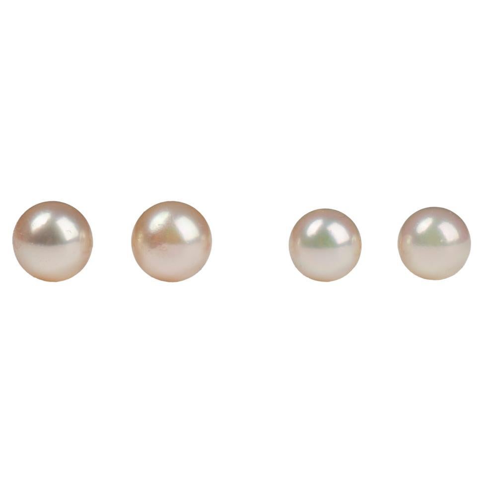 Two pairs of cultured pearl gold earrings For Sale