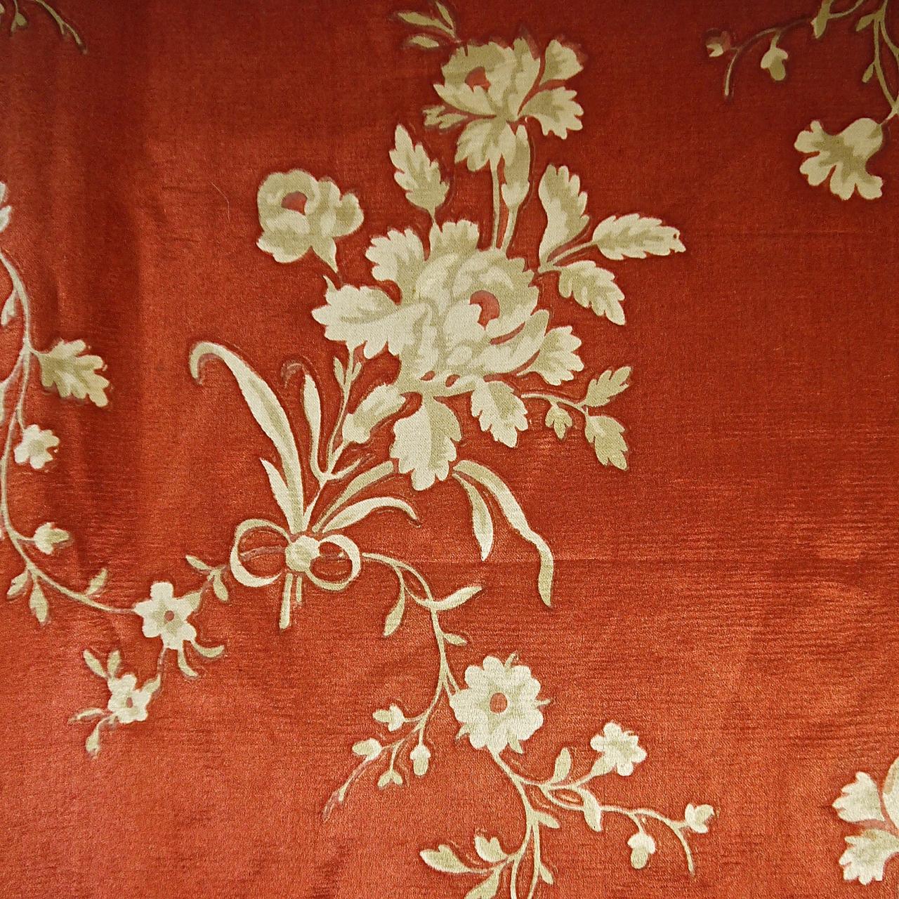 Two Pairs of Dark Coral Dull Gold Silk Curtains French 19th Century In Good Condition In London, GB