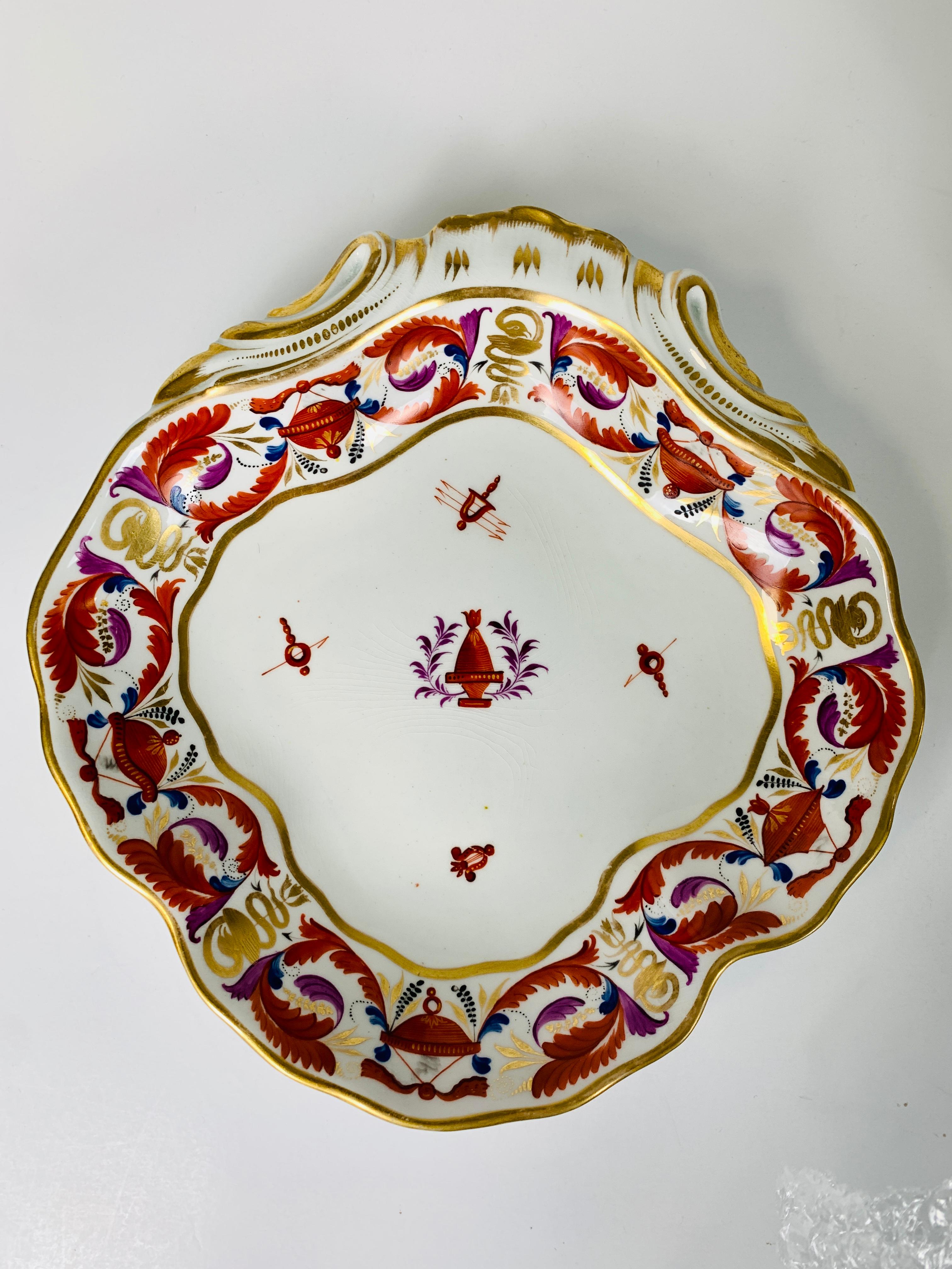 Two Pairs of Derby Porcelain Shaped Dishes Hand-Painted England, Circa 1810 For Sale 4