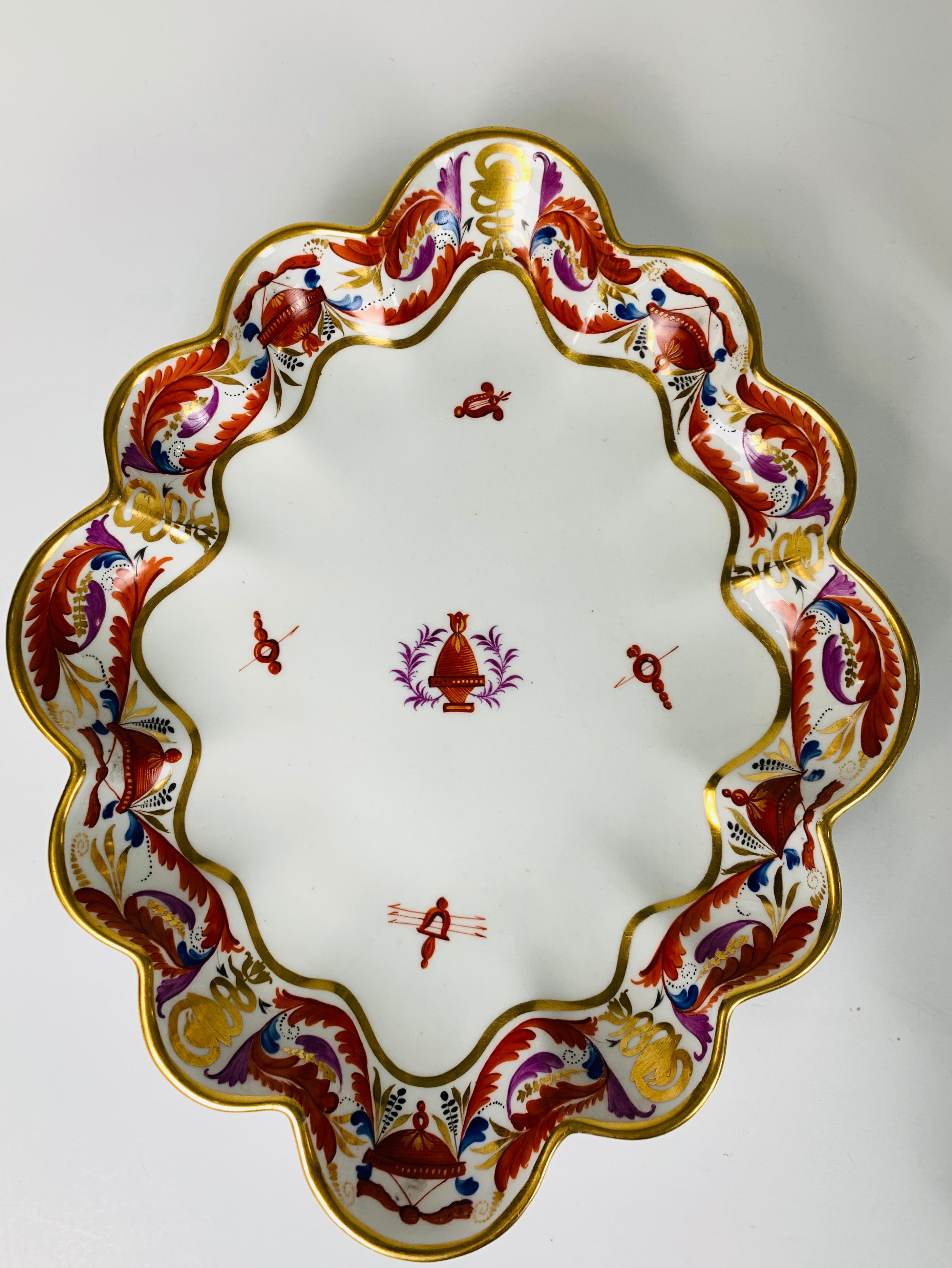 Two Pairs of Derby Porcelain Shaped Dishes Hand-Painted England, Circa 1810 For Sale 1