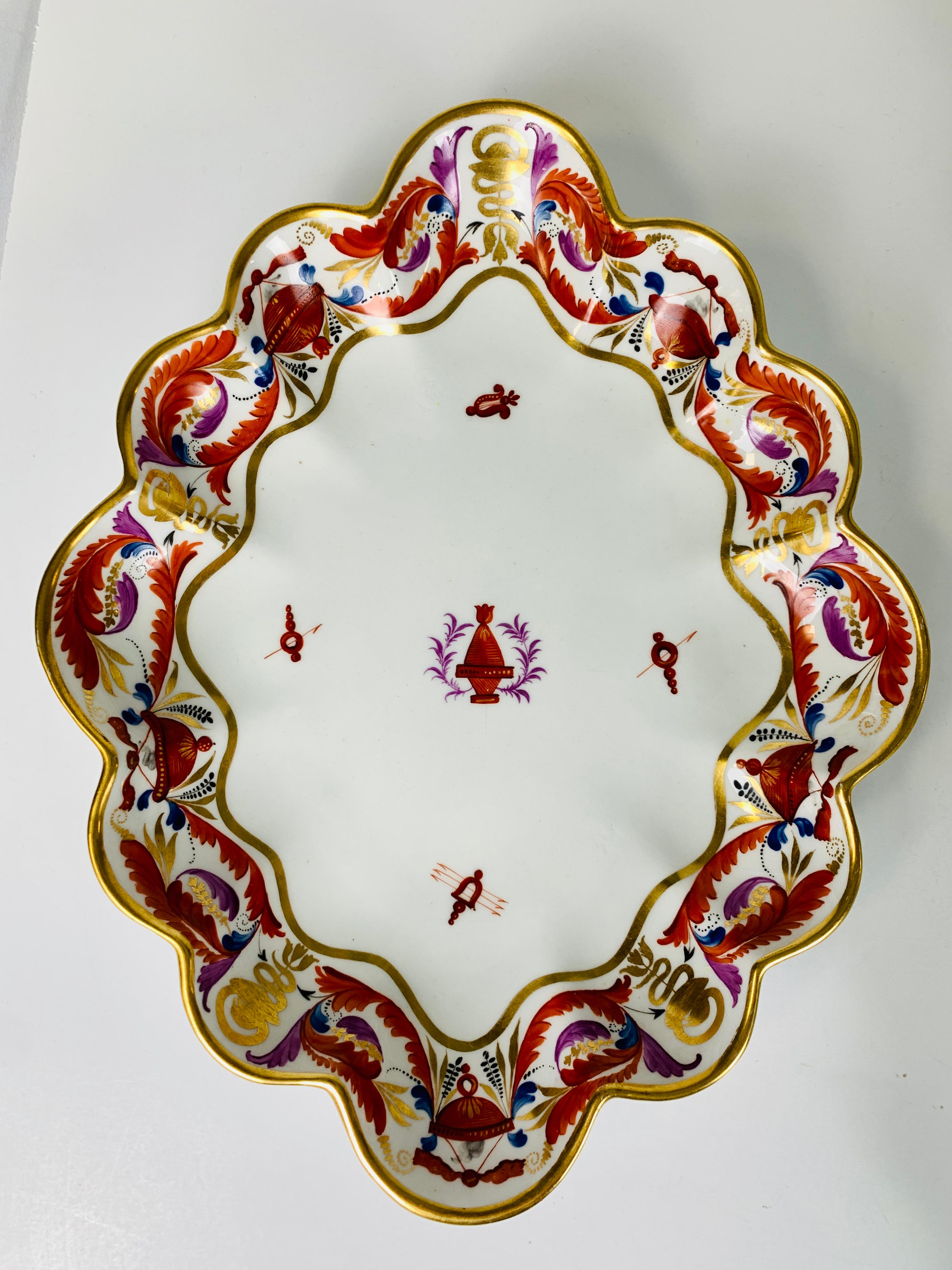 Two Pairs of Derby Porcelain Shaped Dishes Hand-Painted England, Circa 1810 For Sale 2